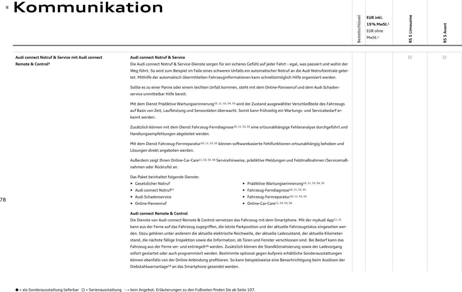 Audi RS 5 Limousine / RS 5 Avant – gültig ab 01.04.2026 | Seite: 78 | Produkte: Smartphone