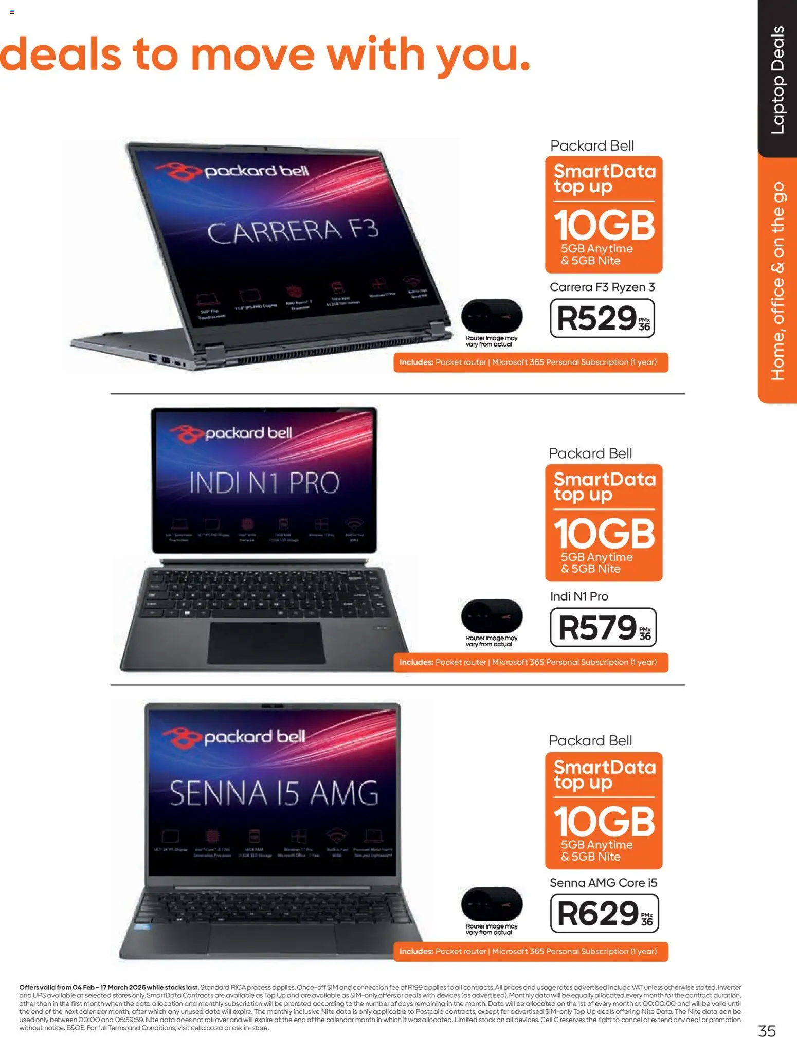 New Cell C catalogue – valid from 04.02.2026 | Page: 37 | Products: Sim, Router, Laptop, Stock