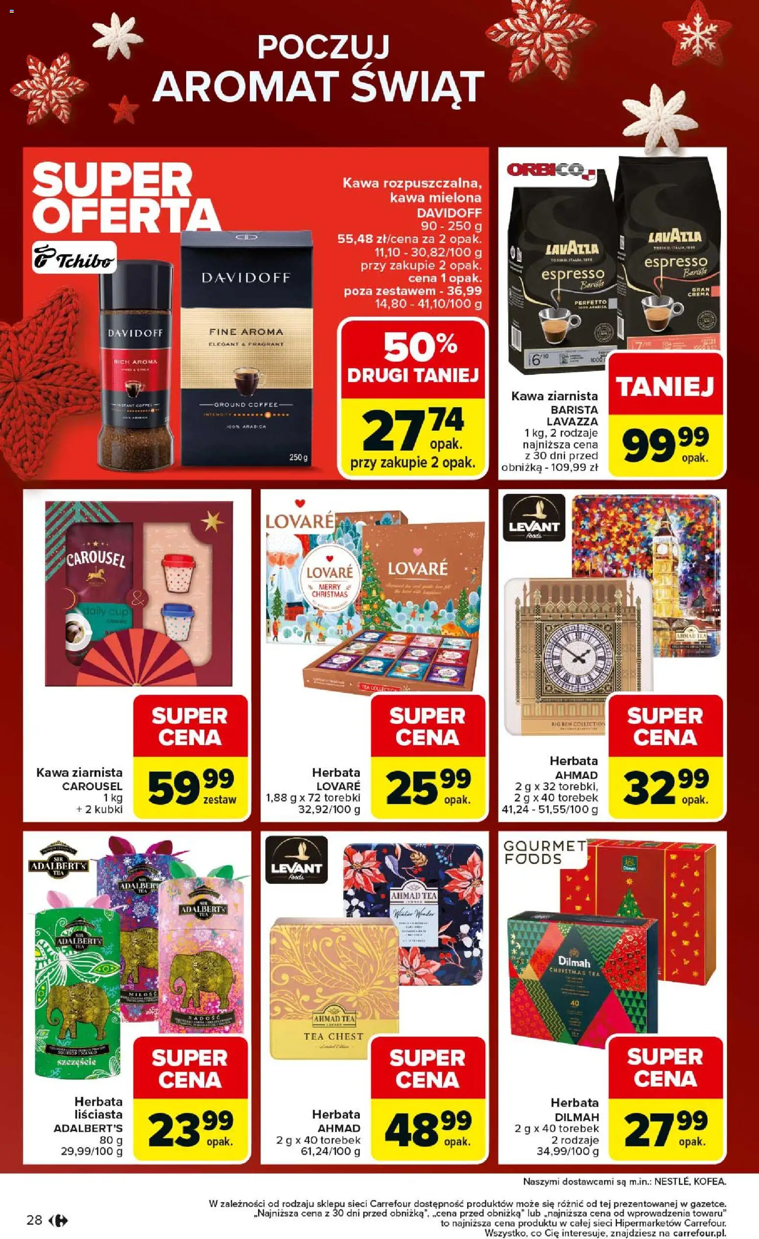 Carrefour Gazetka - Święta spełnionych marzeń od 01.12.2025 | Strona: 28 | Produkty: Kawa ziarnista, Tchibo, Kawa, Torebki