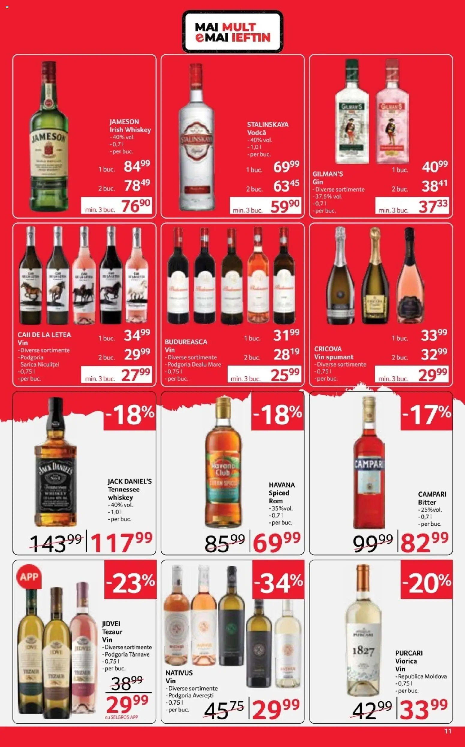 Noul catalog Selgros – valabil de la 17.04.2026 | Pagină: 11 | Produse: Su ısıtıcı, Vin, Whiskey