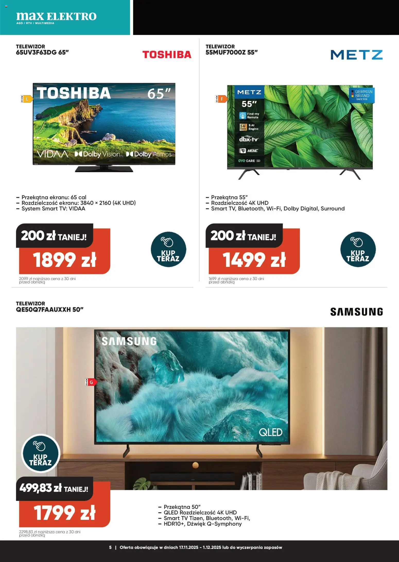 Max elektro Black Friday od 17.11.2025 | Strona: 5 | Produkty: Telewizor
