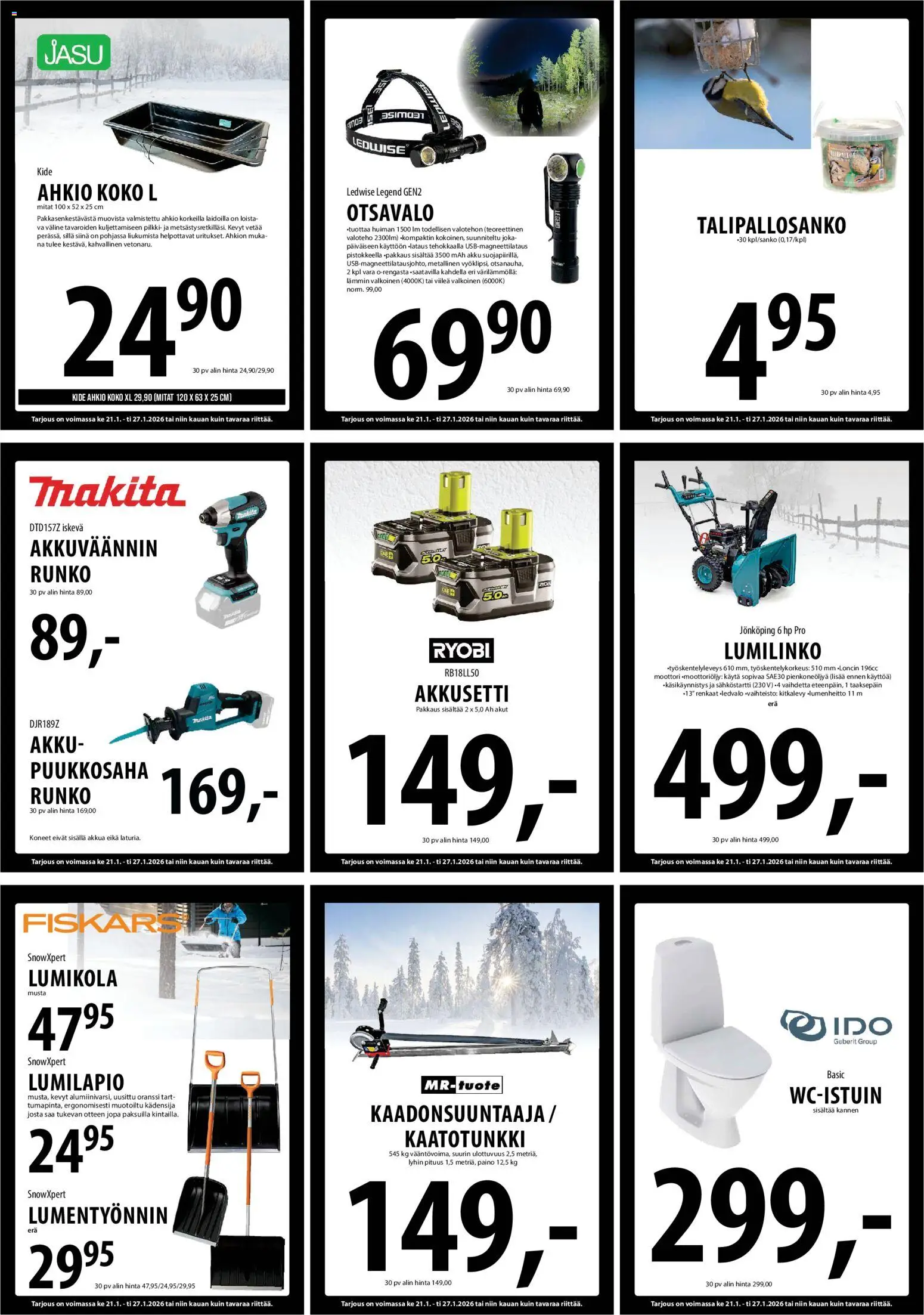 Tuuri tarjoukset – voimassa 21.01.2026 alkaen | Sivu: 15 | Tuotteet: Lumilinko, Akku
