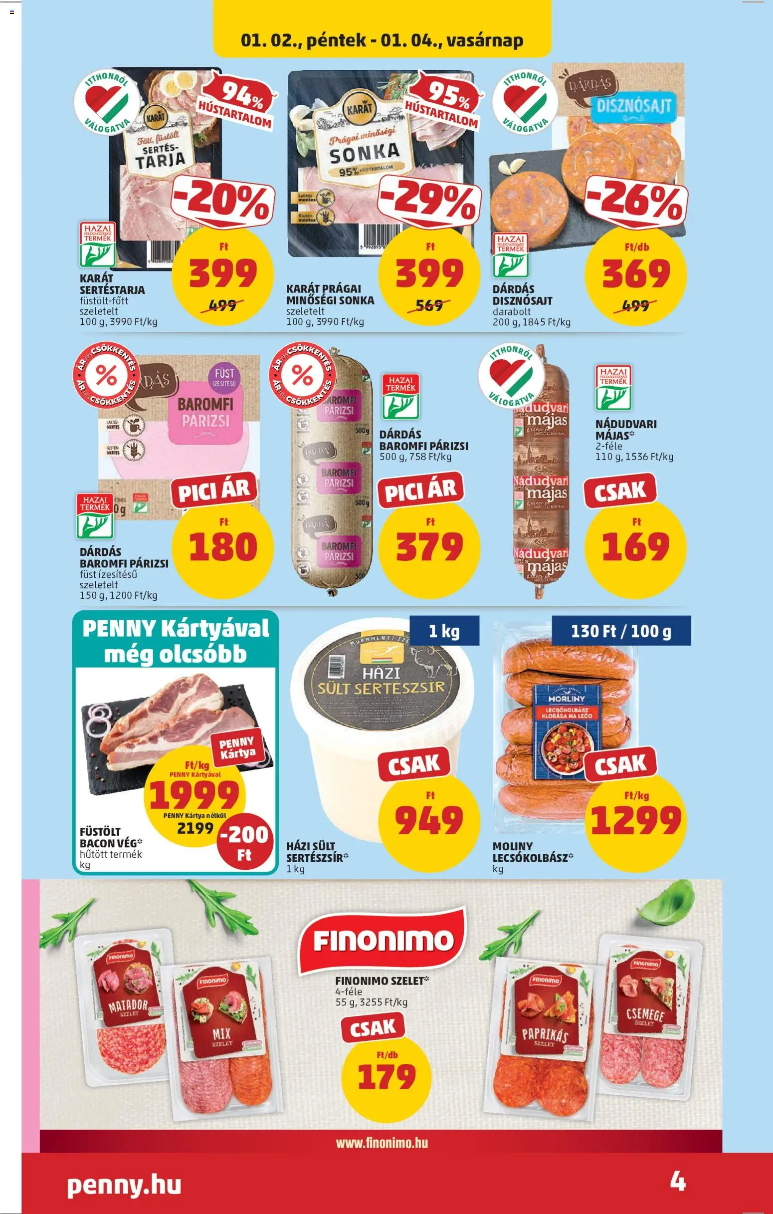 PENNY akciós ujság - amely érvényes a következő dátumtól: 02.01.2026 | Oldal: 6 | Termékek: Sertéstarja, Sonka, Bacon, Párizsi