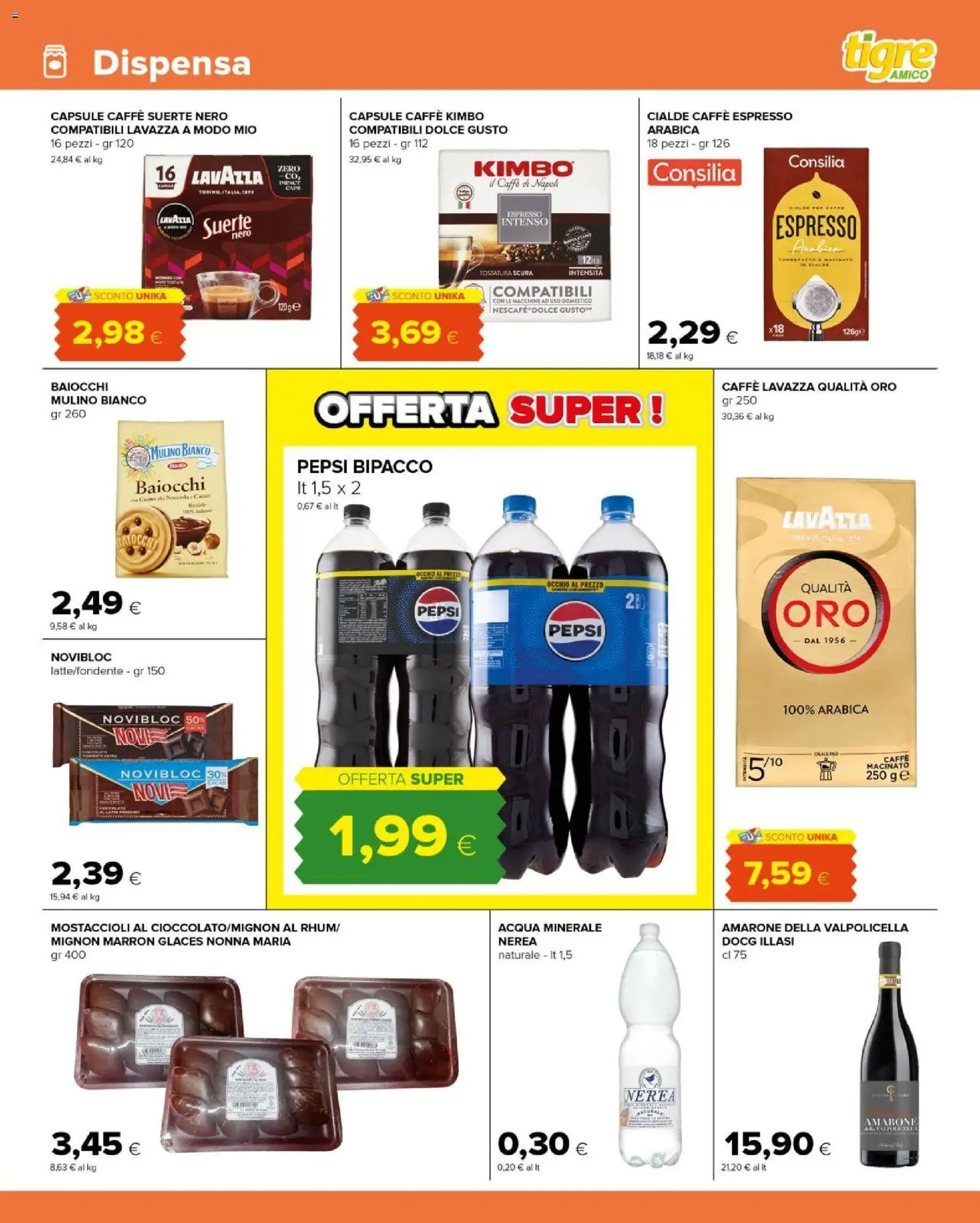Volantino Tigre del 15.12.2025 | Pagina: 15 | Prodotti: Acqua, Cacao, Lavazza, Acqua minerale