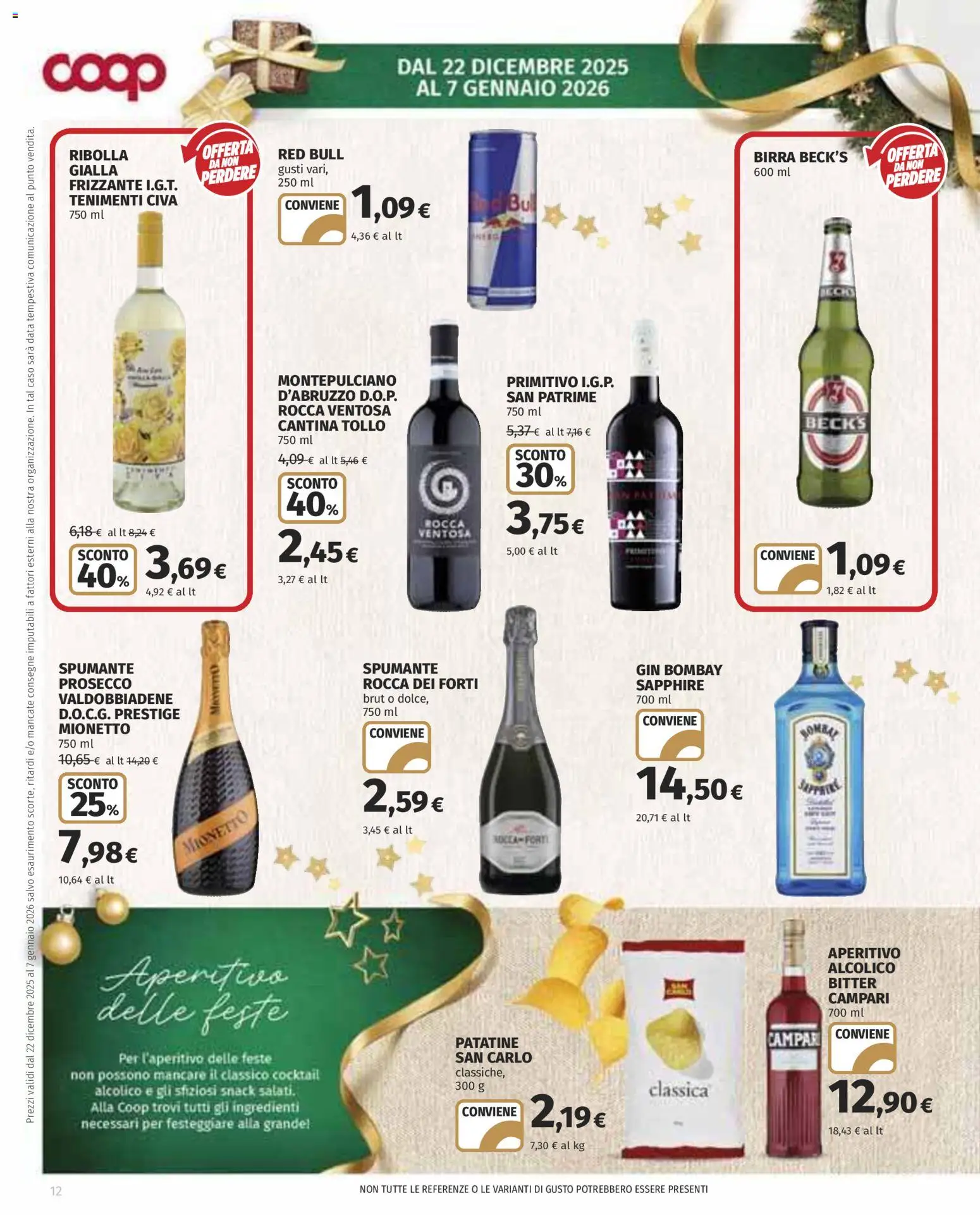 Volantino COOP del 22.12.2025 | Pagina: 12 | Prodotti: Patatine, Prosecco, Red Bull, Aperitivo