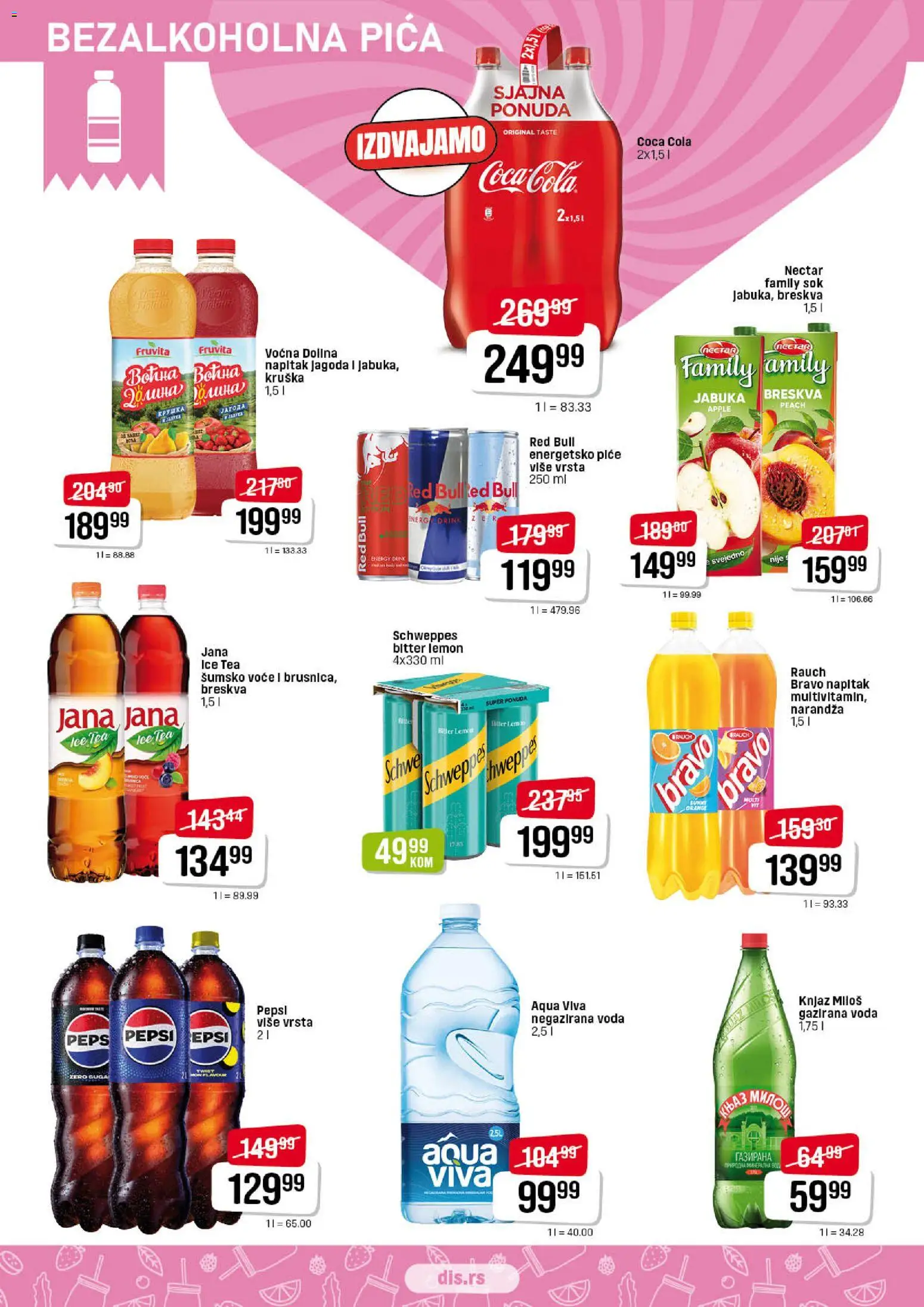 Super DIS katalog - važi od 23.04.2026 | Strana: 10 | Proizvode: Coca Cola, Schweppes, Voda, Sok