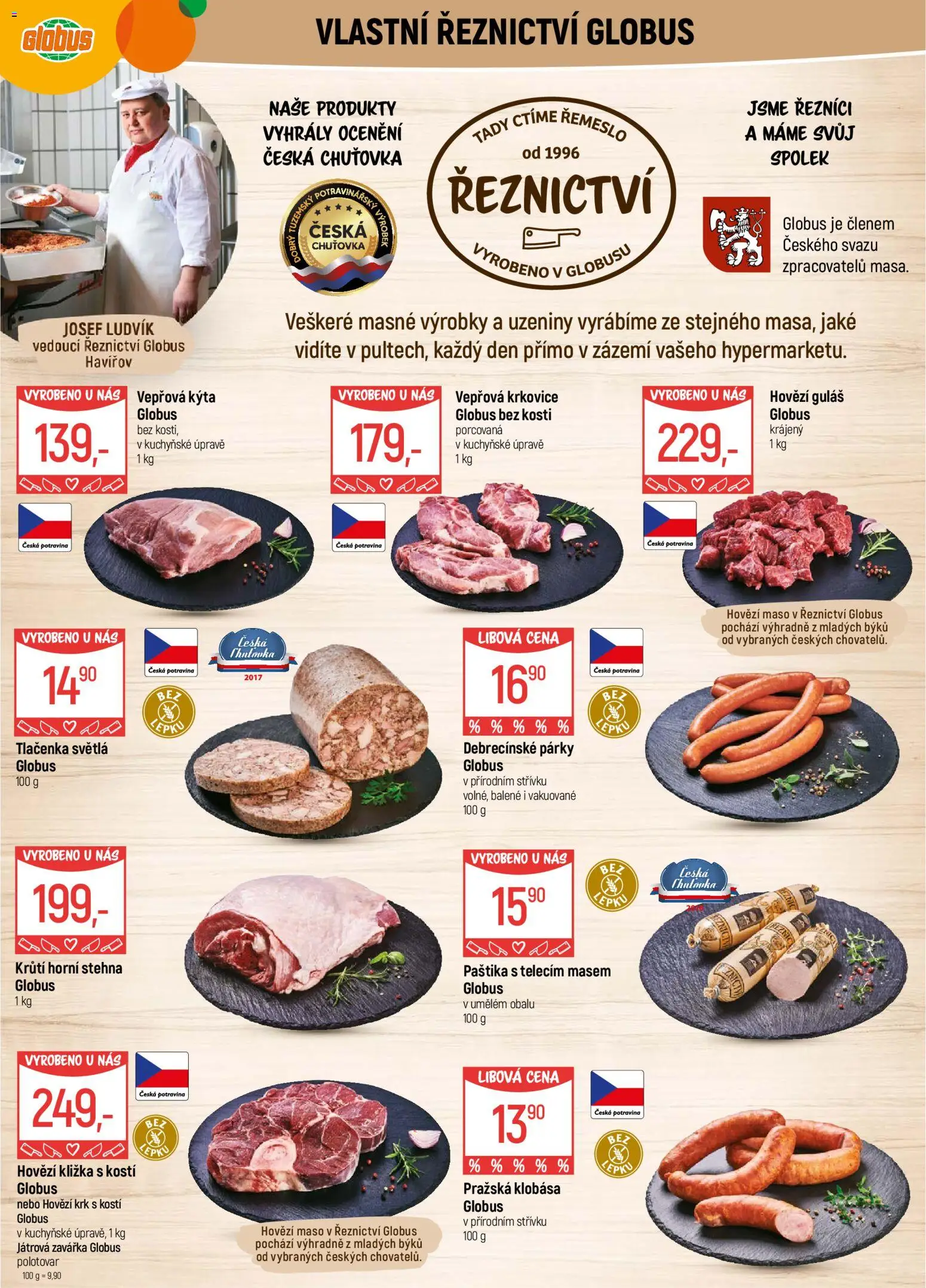 Globus leták - Havířov od 18.03.2026 | Strana: 5 | Produkty: Párky, Tlačenka, Maso, Krkovice