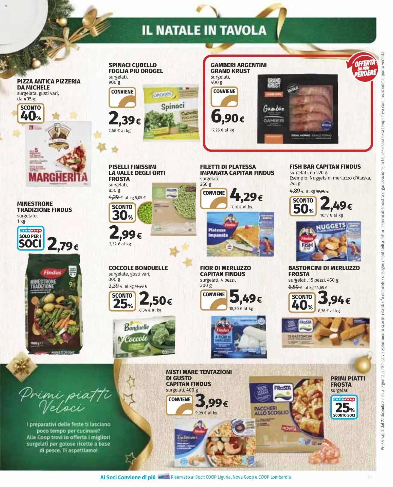 Volantino COOP del 22.12.2025 | Pagina: 21 | Prodotti: Merluzzo, Gamberi, Spinaci, Piselli