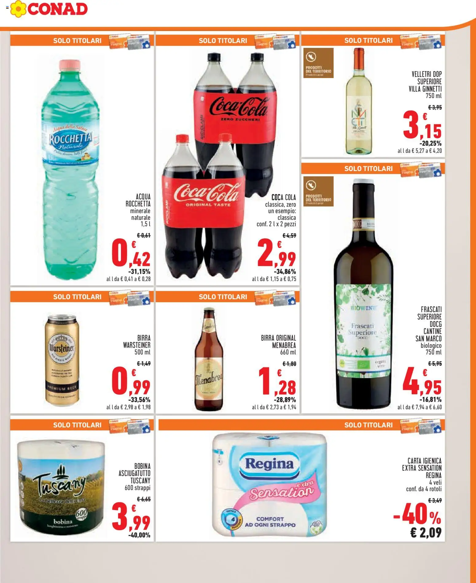 Volantino Conad del 29.10.2025 | Pagina: 7 | Prodotti: Carta igienica, Birra, Acqua, Asciugatutto
