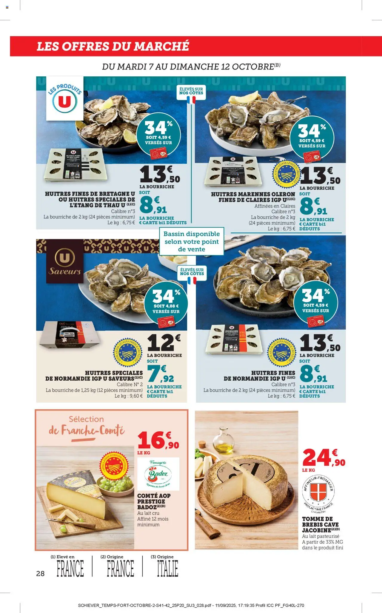 {H1} | Page: 28 | Produits: Huîtres fines, Lait, Huîtres