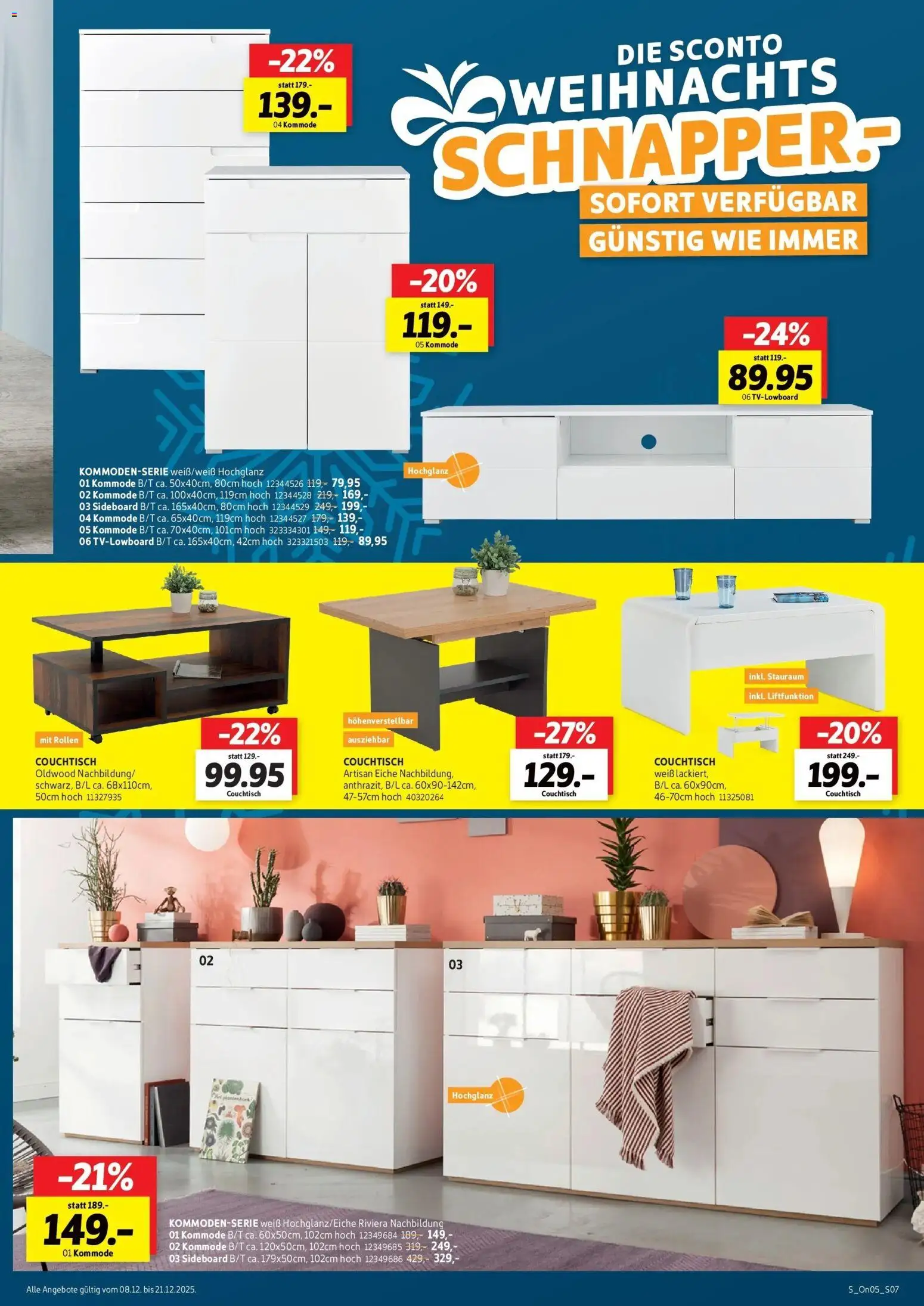 Sconto Prospekt 	 – gültig ab 08.12.2025 | Seite: 7 | Produkte: Sideboard, Kommode, Couchtisch