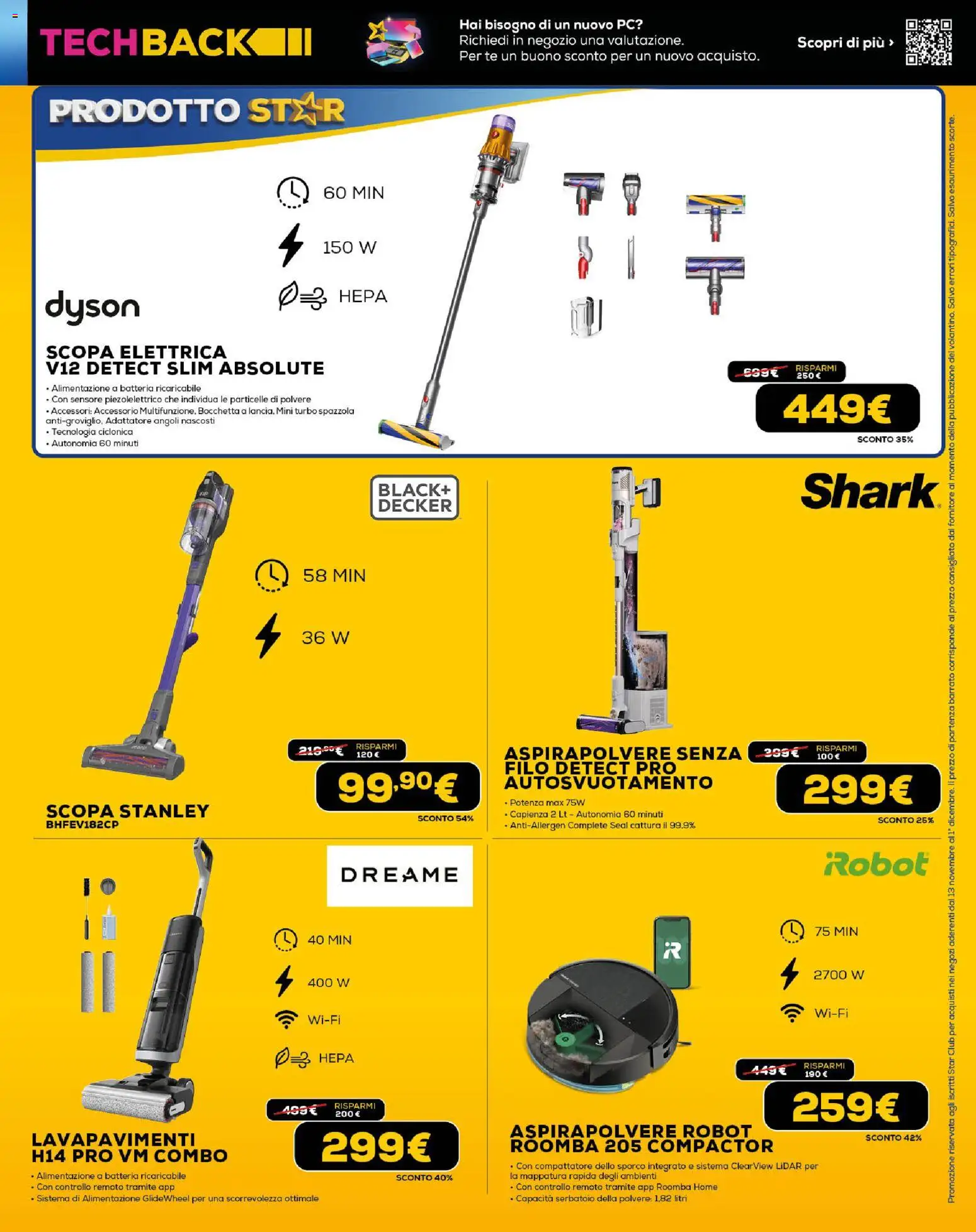 Volantino Euronics del 13.11.2025 | Pagina: 19 | Prodotti: Spazzola, Scopa elettrica, Dyson, Batteria