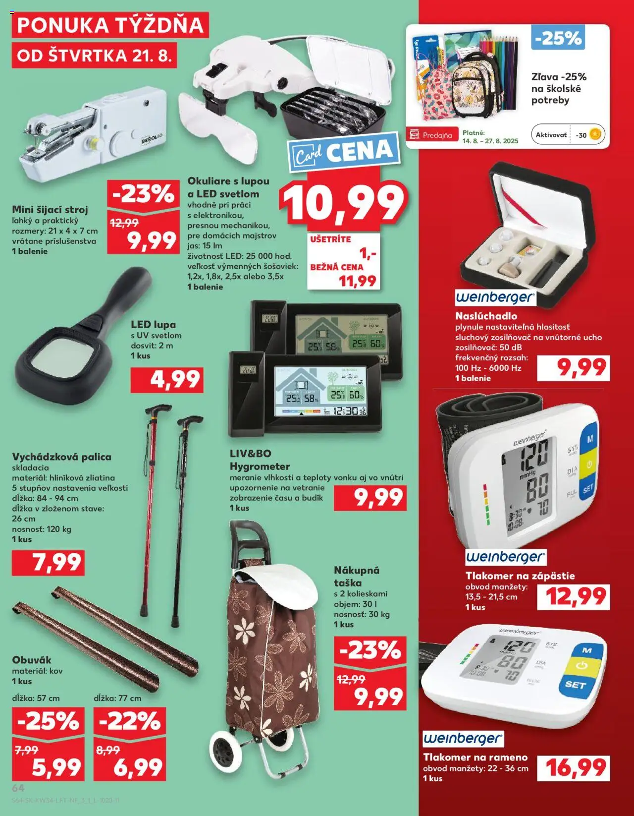 Kaufland Bratislava-Avion │ platný od 21.08.2025 | Strana: 64 | Produkty: Monitor, Šijací stroj, Led, Okuliare