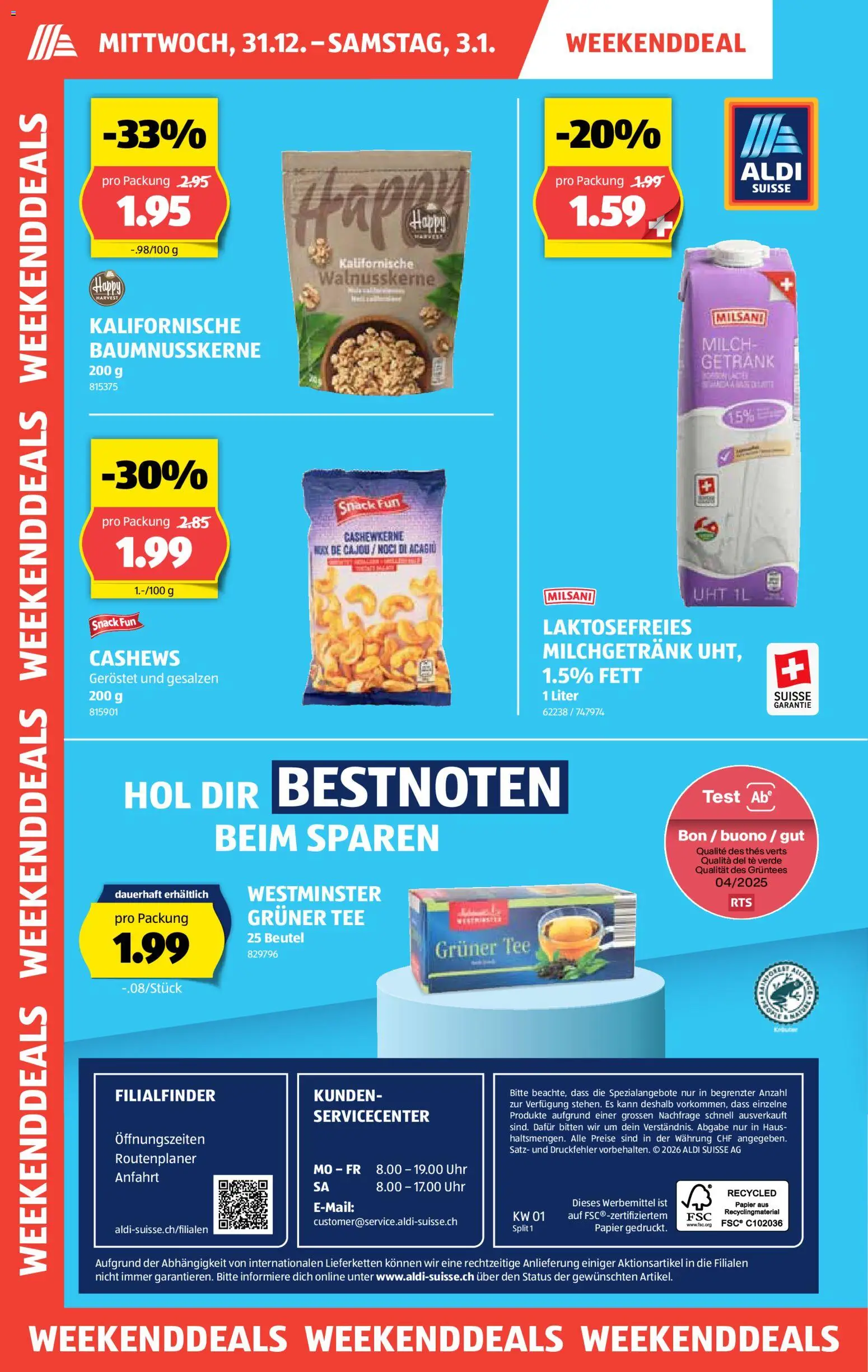 Aldi Aktionen – gültig ab 31.12.2025 | Seite: 2 | Produkte: Milch, Tee, Uhr