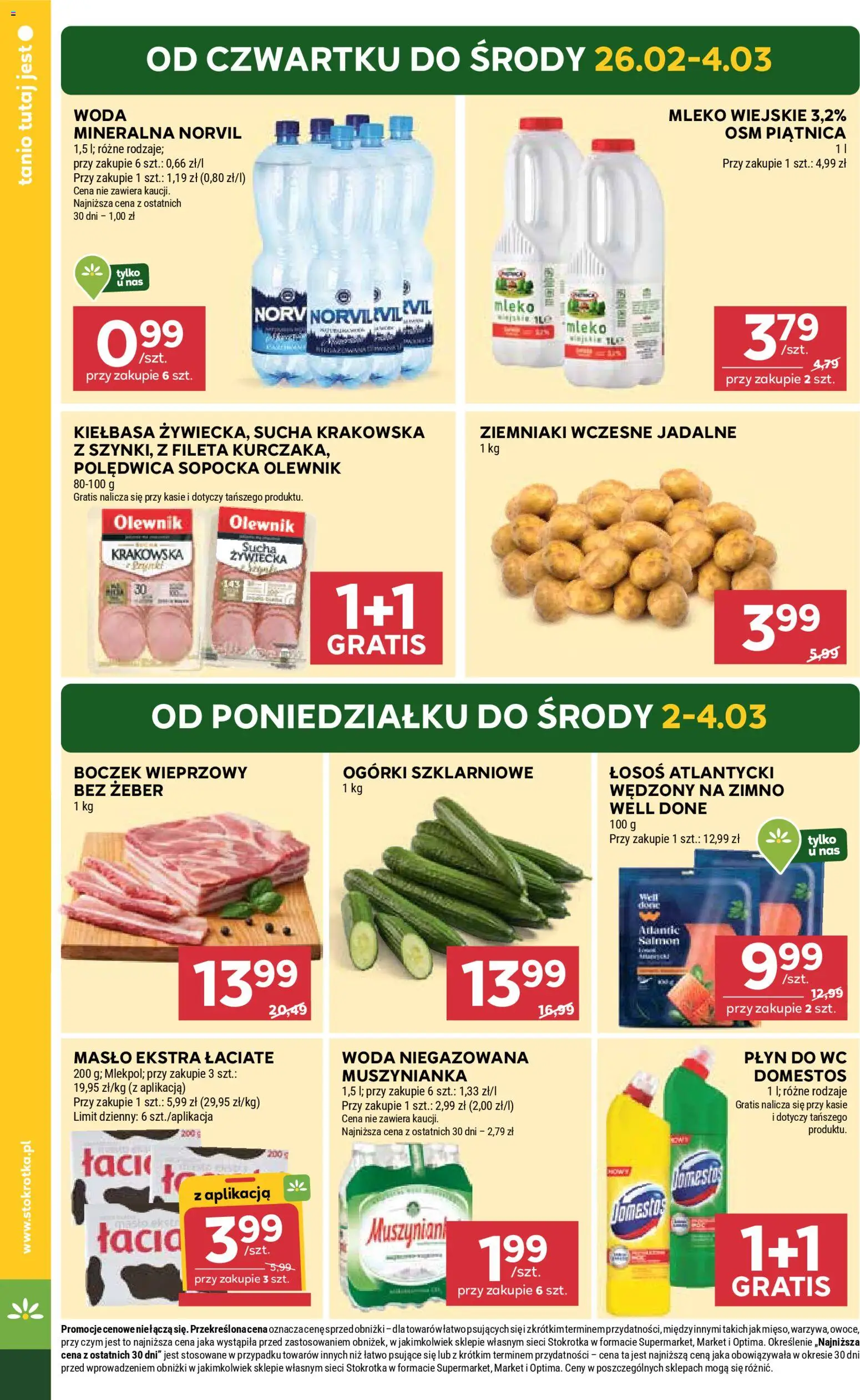 Stokrotka Gazetka - Market od 26.02.2026 | Strona: 4 | Produkty: Mleko, Masło, Woda niegazowana, Woda