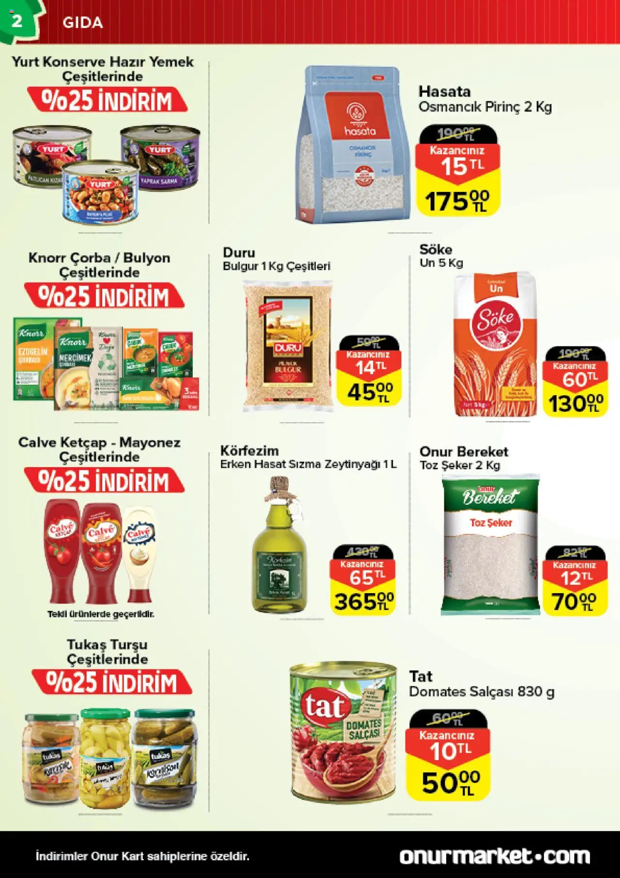 Onur Market Katalog - 19.08.2025 tarihinden itibaren geçerlidir | Sayfa: 2 | Ürünler: Ravioli, Şeker, Mayonez, Hazır yemek