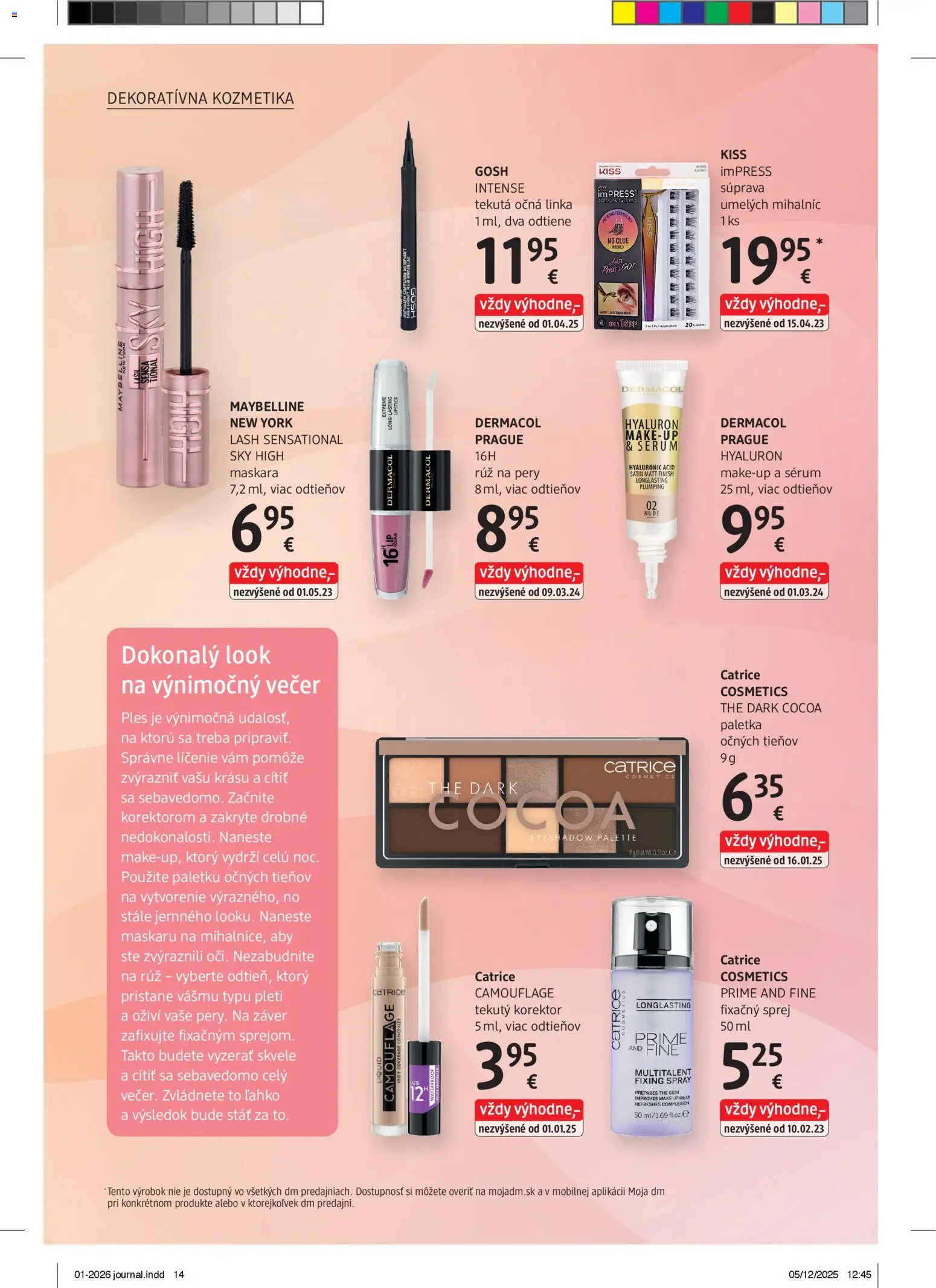 Nové dm drogerie akcie – leták je platný od 01.01.2026 | Strana: 14 | Produkty: Make up, Korektor, Očná linka, Rúž na pery
