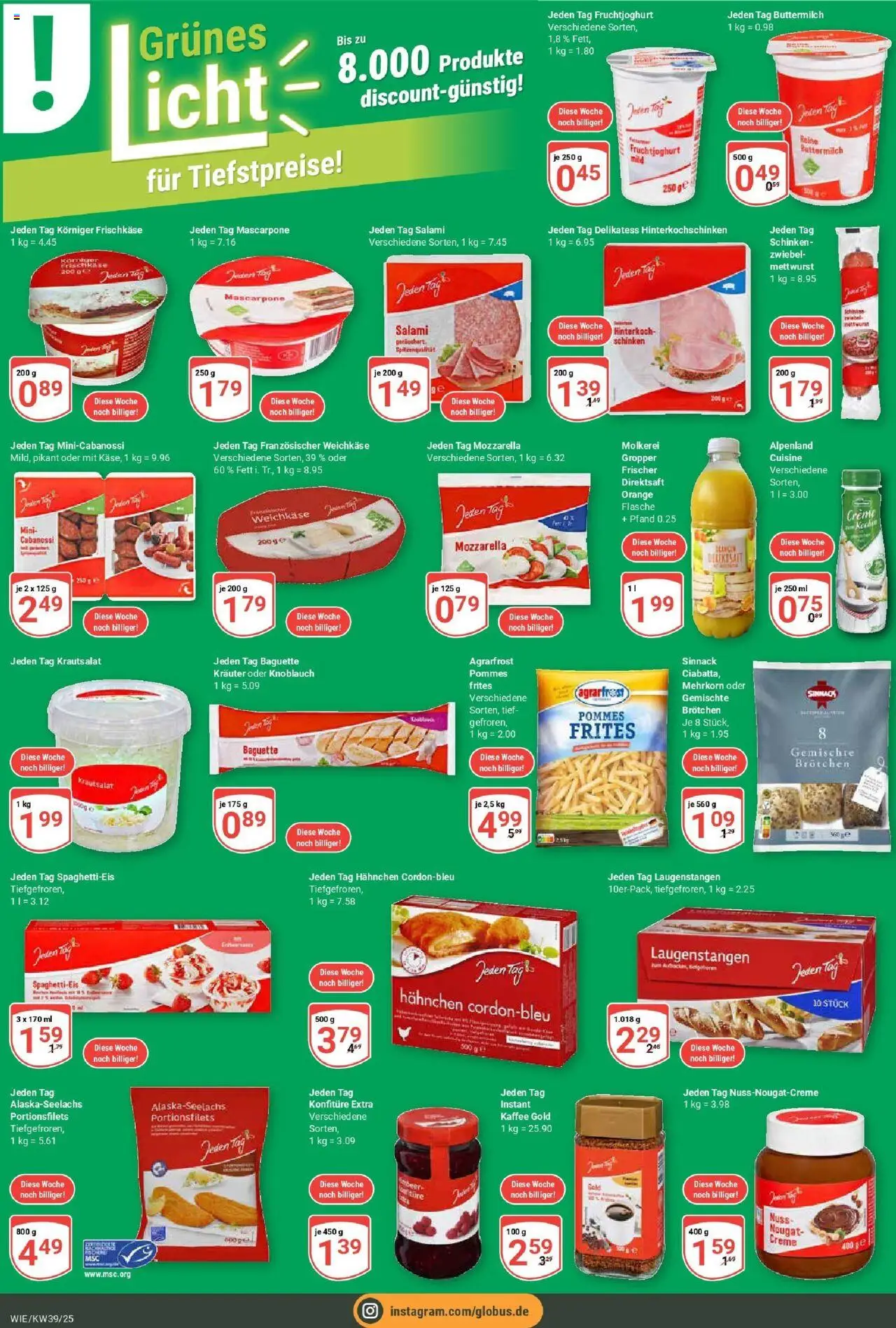 Globus prospekt Waghäusel	 – gültig ab 21.09.2025 | Seite: 11 | Produkte: Mascarpone, Mozzarella, Knoblauch, Schinken