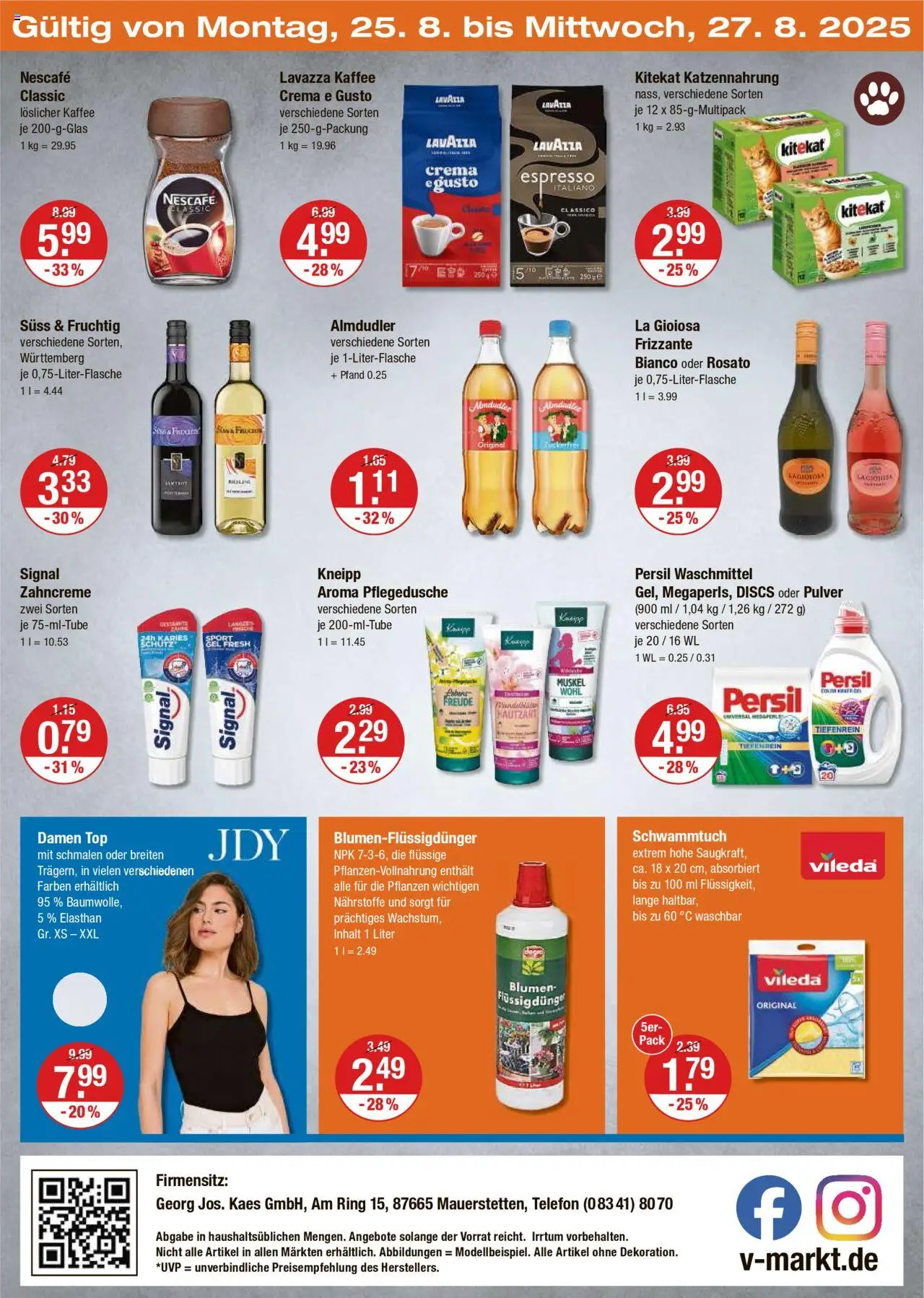 V-Markt - /Oberbayern - gültig ab dem 21.08.2025 | Seite: 20 | Produkte: Kaffee, Blumen, Waschmittel, Persil