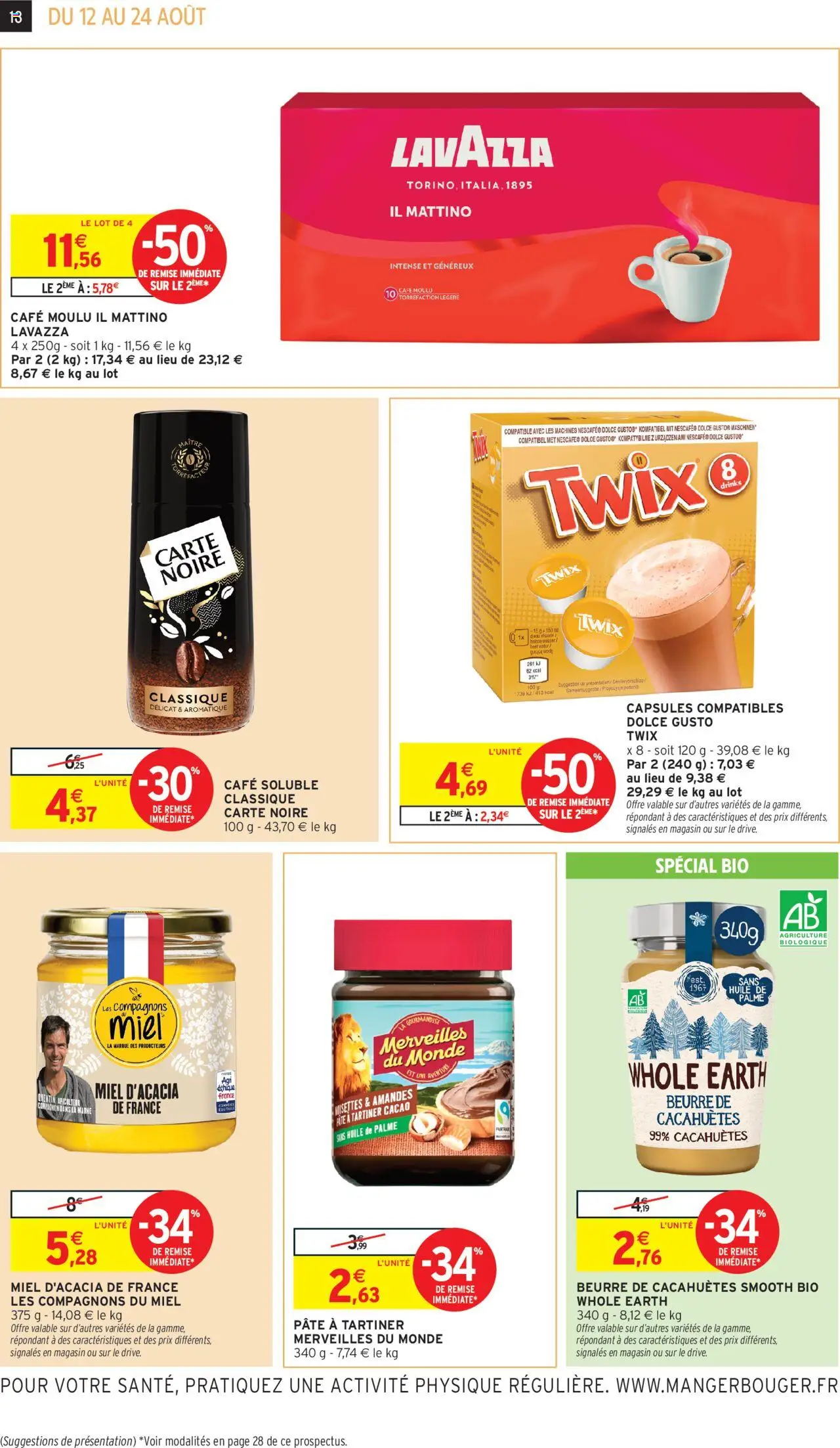  | Page: 18 | Produits: Pâte à tartiner, Huile, Café, Amandes
