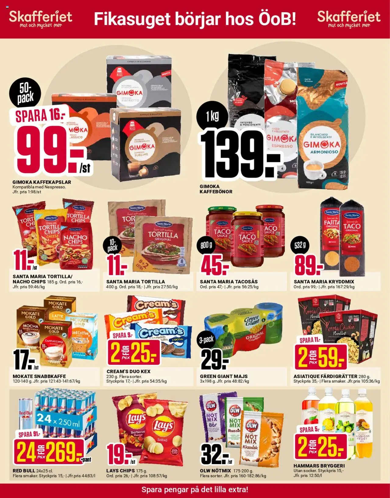 ÖoB reklamblad aktuell från 18.08.2025 | Sida: 2 | Produkter: Red bull, Tortilla, Tacosås, Kaffekapslar