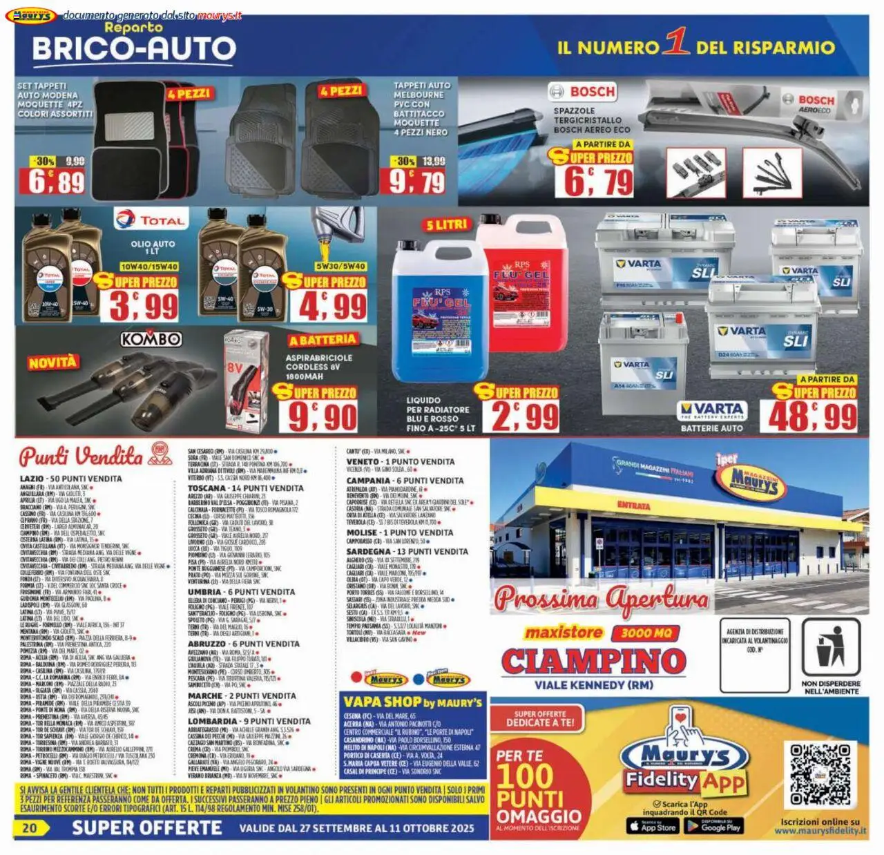 Volantino Maury's del 27.09.2025 | Pagina: 20 | Prodotti: Crema, Tè, Batteria, Batterie