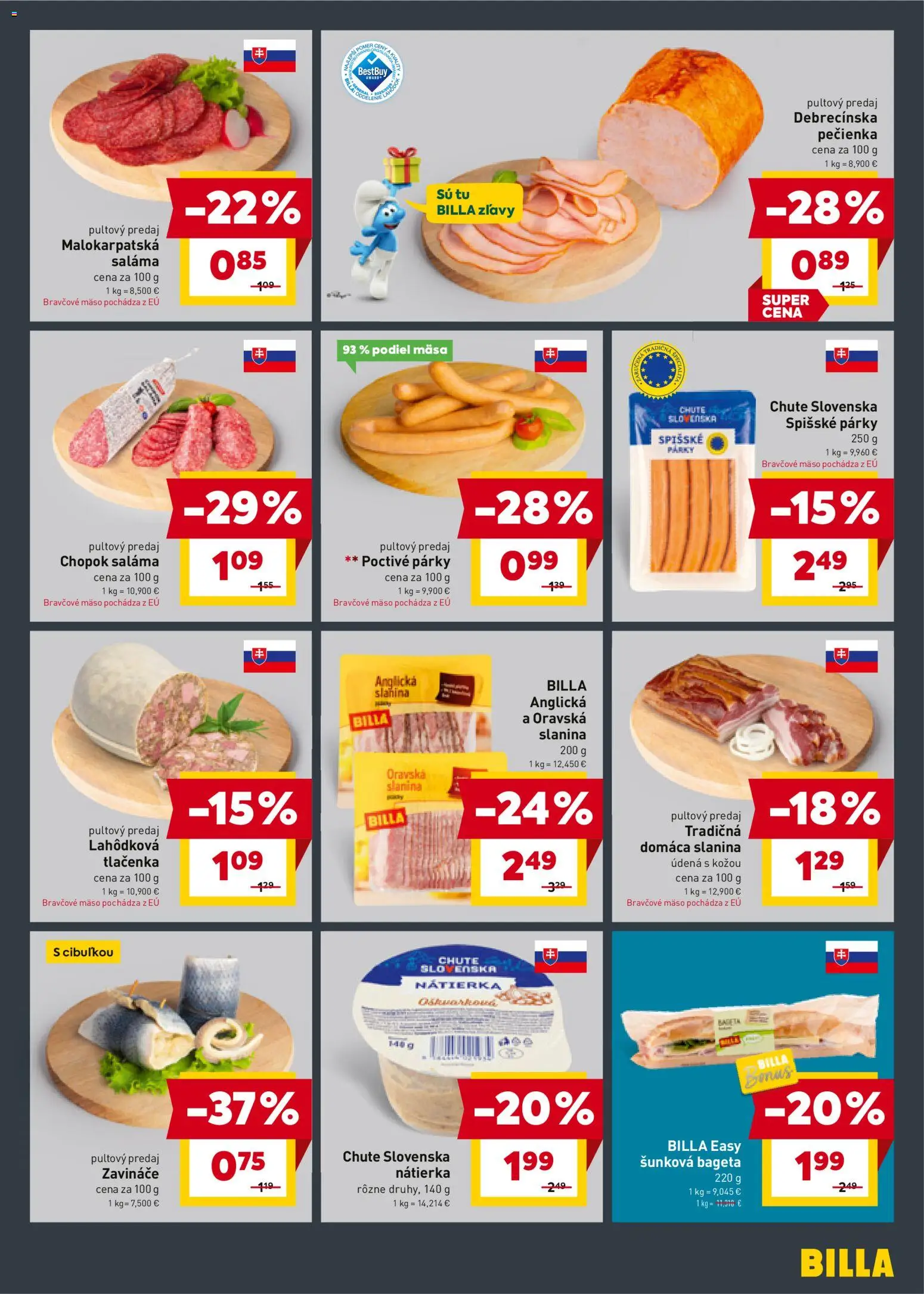 Nové Billa akcie – leták je platný od 10.12.2025 | Strana: 5 | Produkty: Saláma, Slanina, Bravčové mäso, Párky
