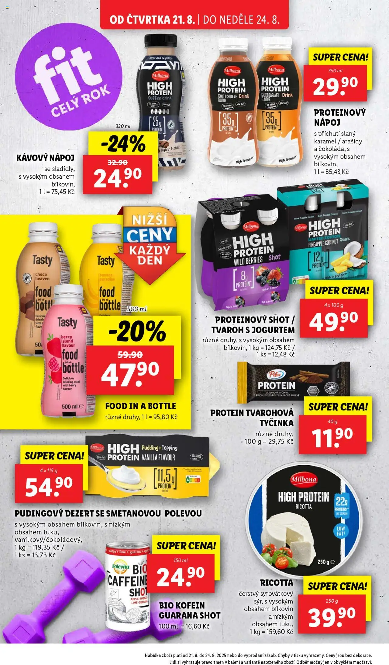 Lidl leták od 21.08.2025 | Strana: 16 | Produkty: Slaný karamel, Milbona, Protein drink, Protein