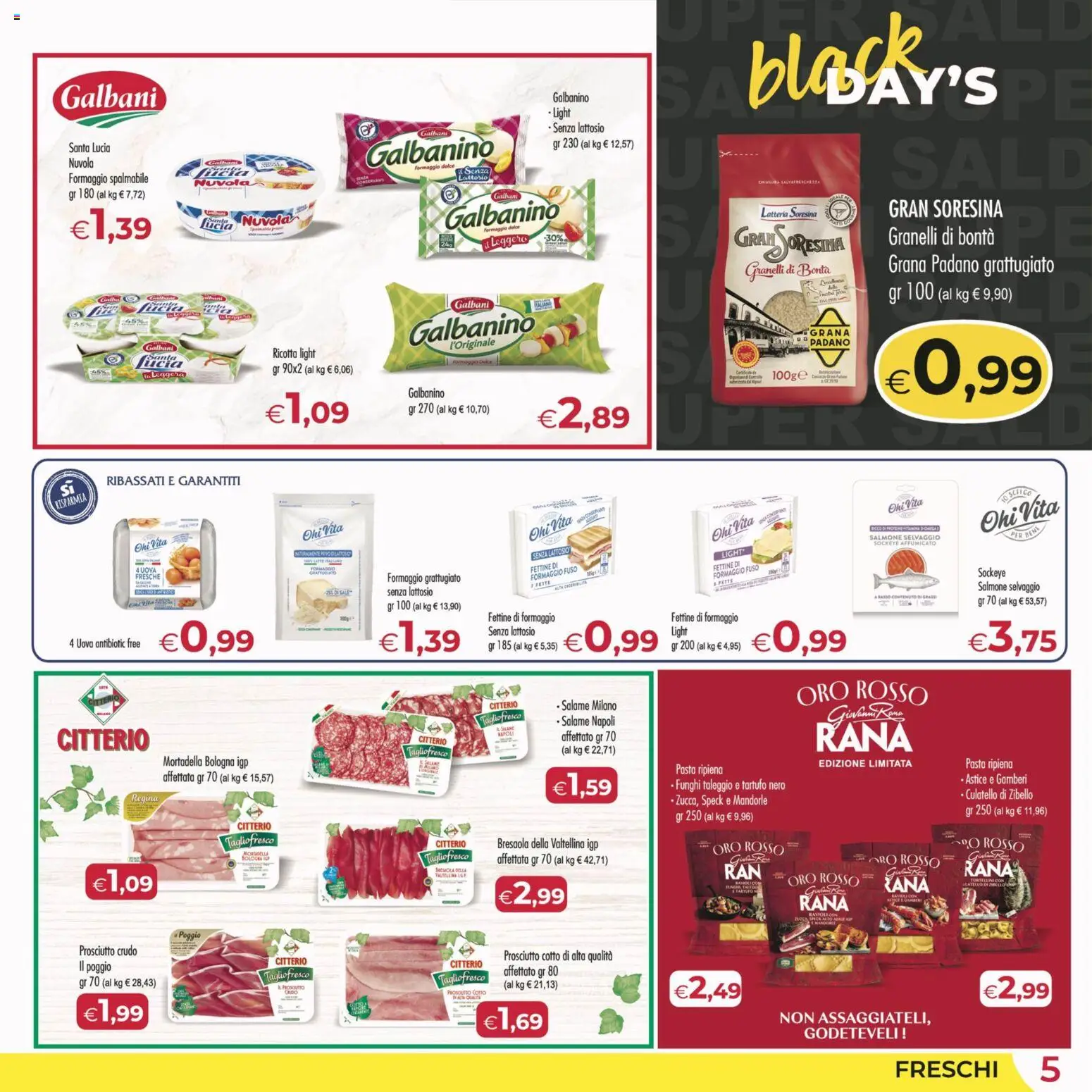 Volantino MerSi Supermercati del 17.11.2025 | Pagina: 5 | Prodotti: Mandorle, Funghi, Grana Padano, Ravioli