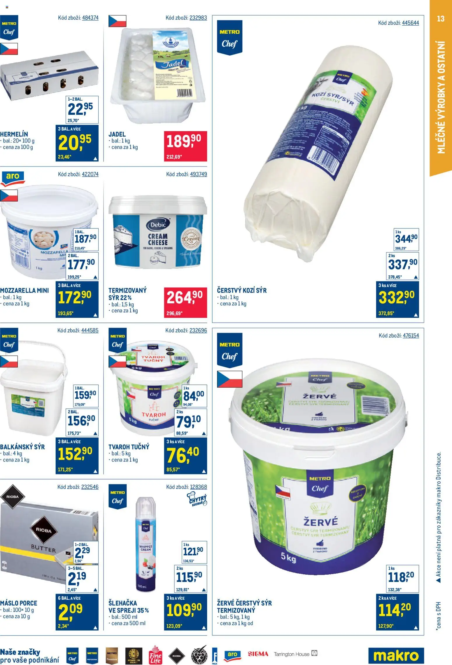 Makro leták - Gastronomie od 28.01.2026 | Strana: 13 | Produkty: Balkánský sýr, Hermelín, Tvaroh tučný, Čerstvý sýr