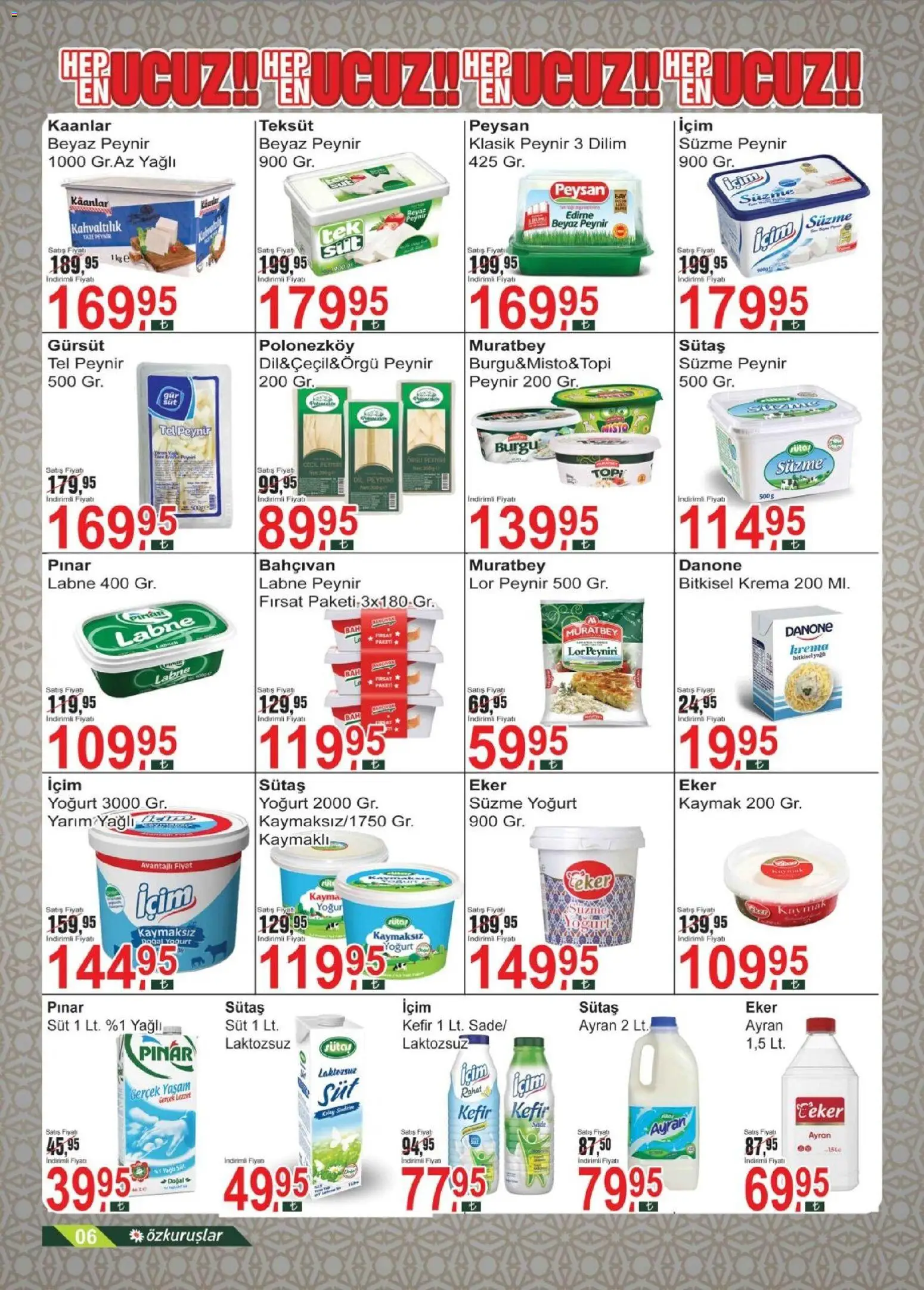 Özkuruşlar Katalog - 13.02.2026 tarihinden itibaren geçerlidir | Sayfa: 6 | Ürünler: Kefir, Peynir, Krema, Süzme peynir