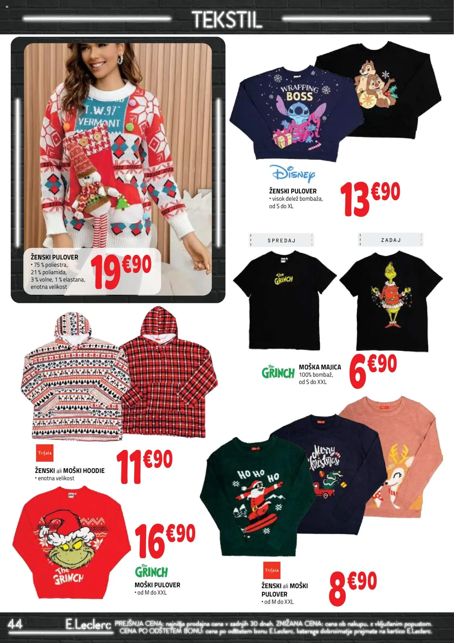 Novi E.leclerc katalog ponudbe – veljaven od 26.11.2025 | Stran: 44 | Izdelki: Majica, Pulover