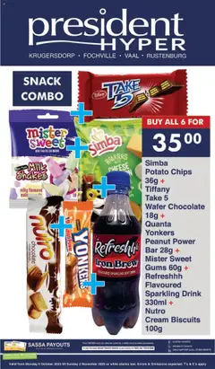 President Hyper specials catalogue – valid from 06.10.2025 | Page: 10 | Products: Milk, Cheese, Biscuits, Chocolate