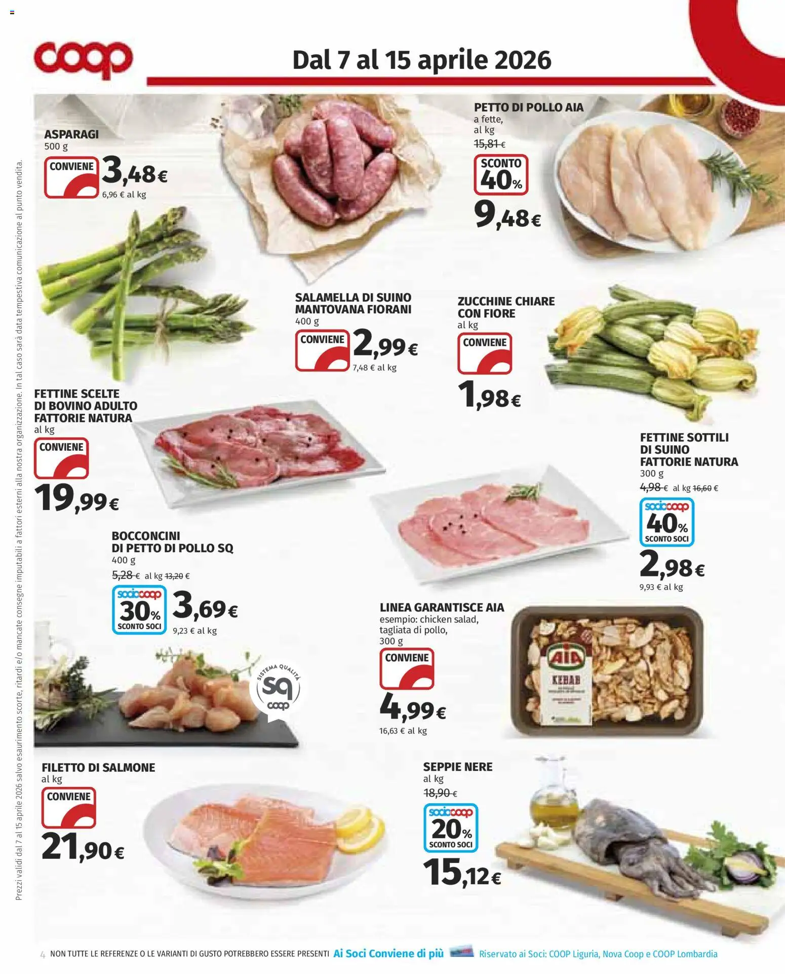 Volantino COOP del 07.04.2026 | Pagina: 4 | Prodotti: Bovino, Petto di Pollo, Salamella, Pollo