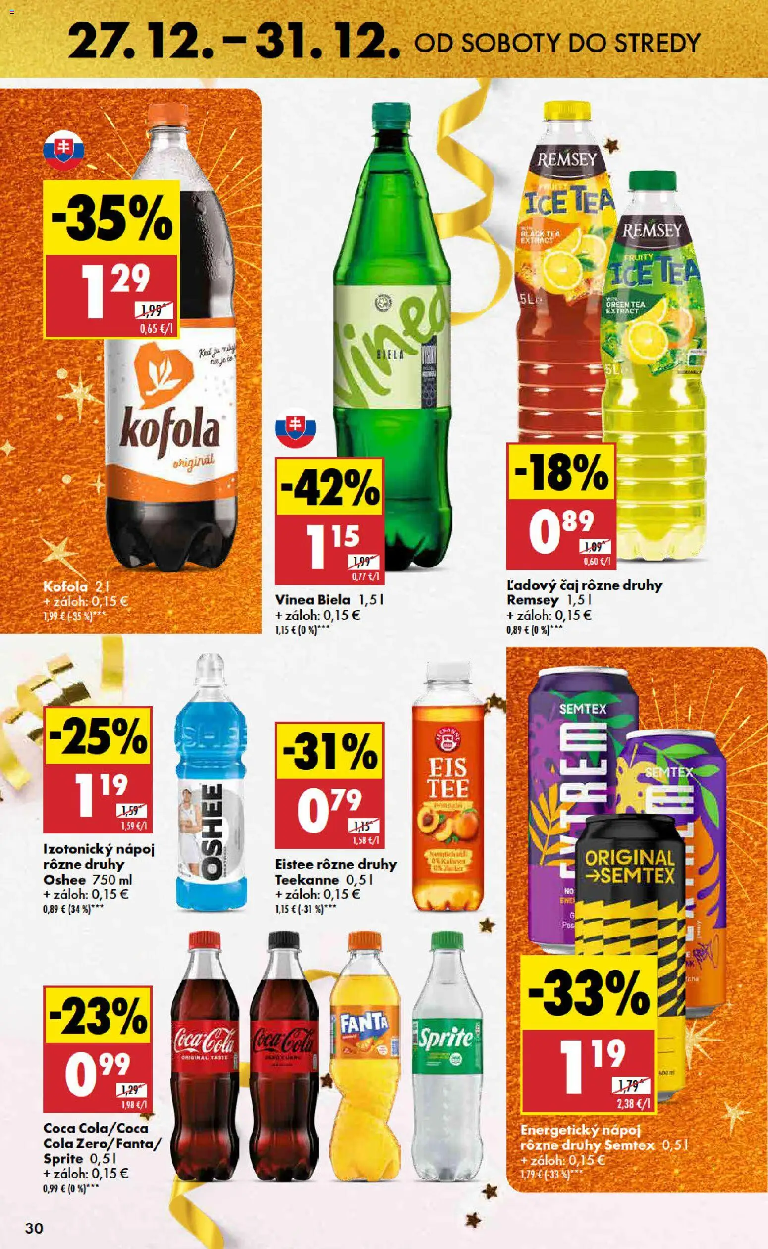 Nové Biedronka akcie – leták je platný od 27.12.2025 | Strana: 30 | Produkty: Čaj, Sprite, Coca cola, Teekanne