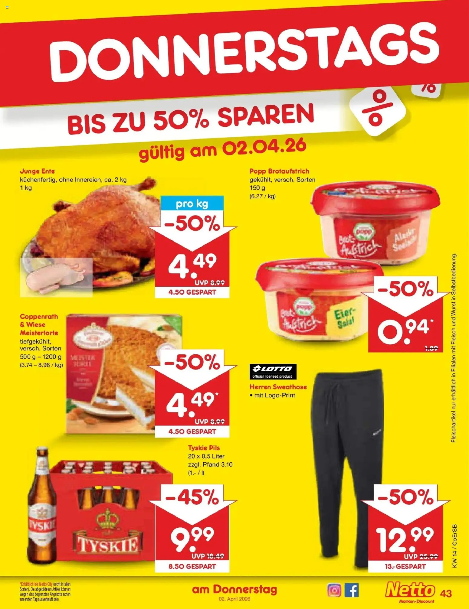 Netto Marken-Discount Prospekt Bitterfeld-Wolfen	 – gültig ab 29.03.2026 | Seite: 57 | Produkte: Tyskie, Eier, Wurst, Ente