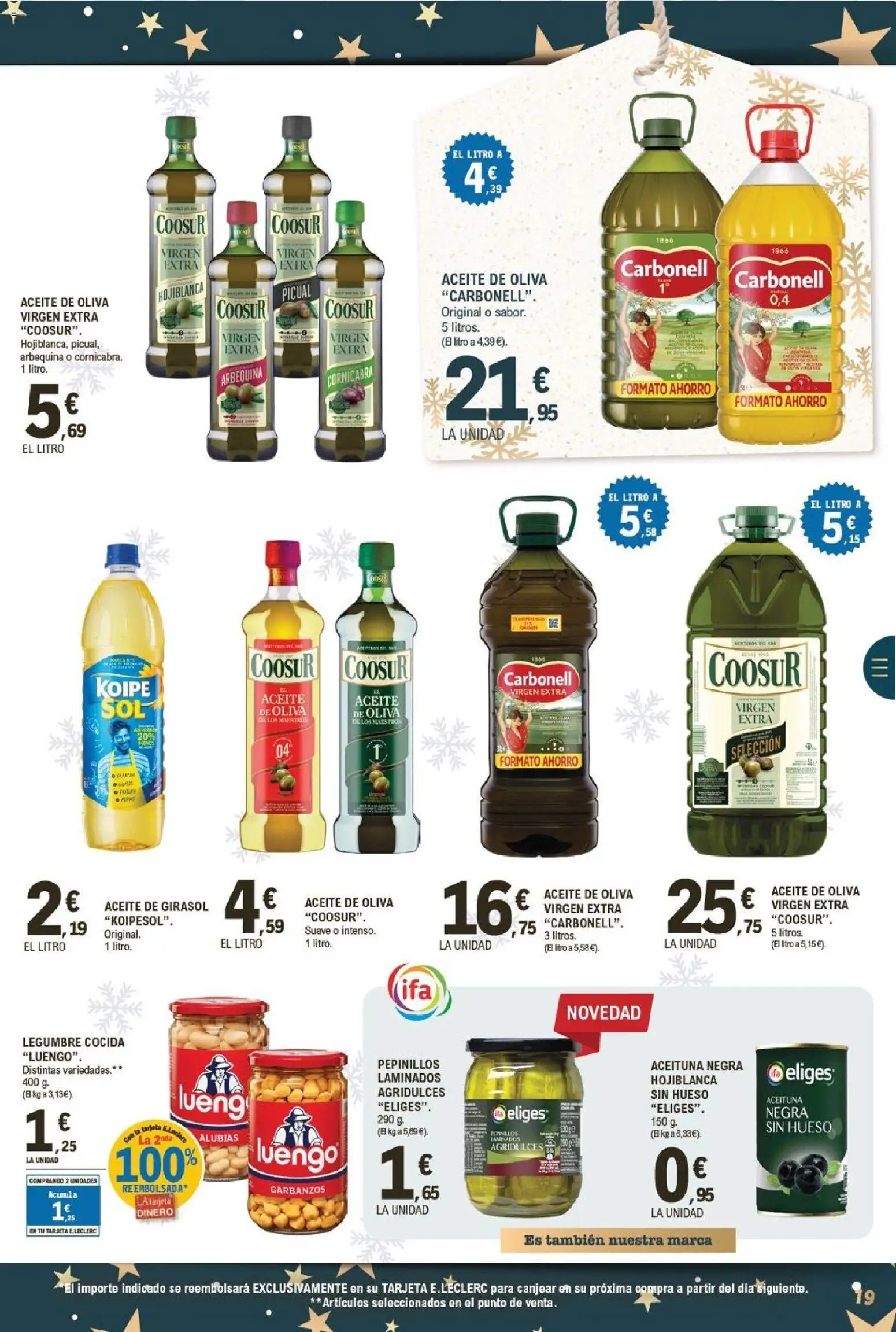 E.Leclerc folleto │ válido desde el 26.12.2025 | Página: 19 | Productos: Aceite, Aceite de oliva, Aceite de oliva virgen extra, Aceite de girasol
