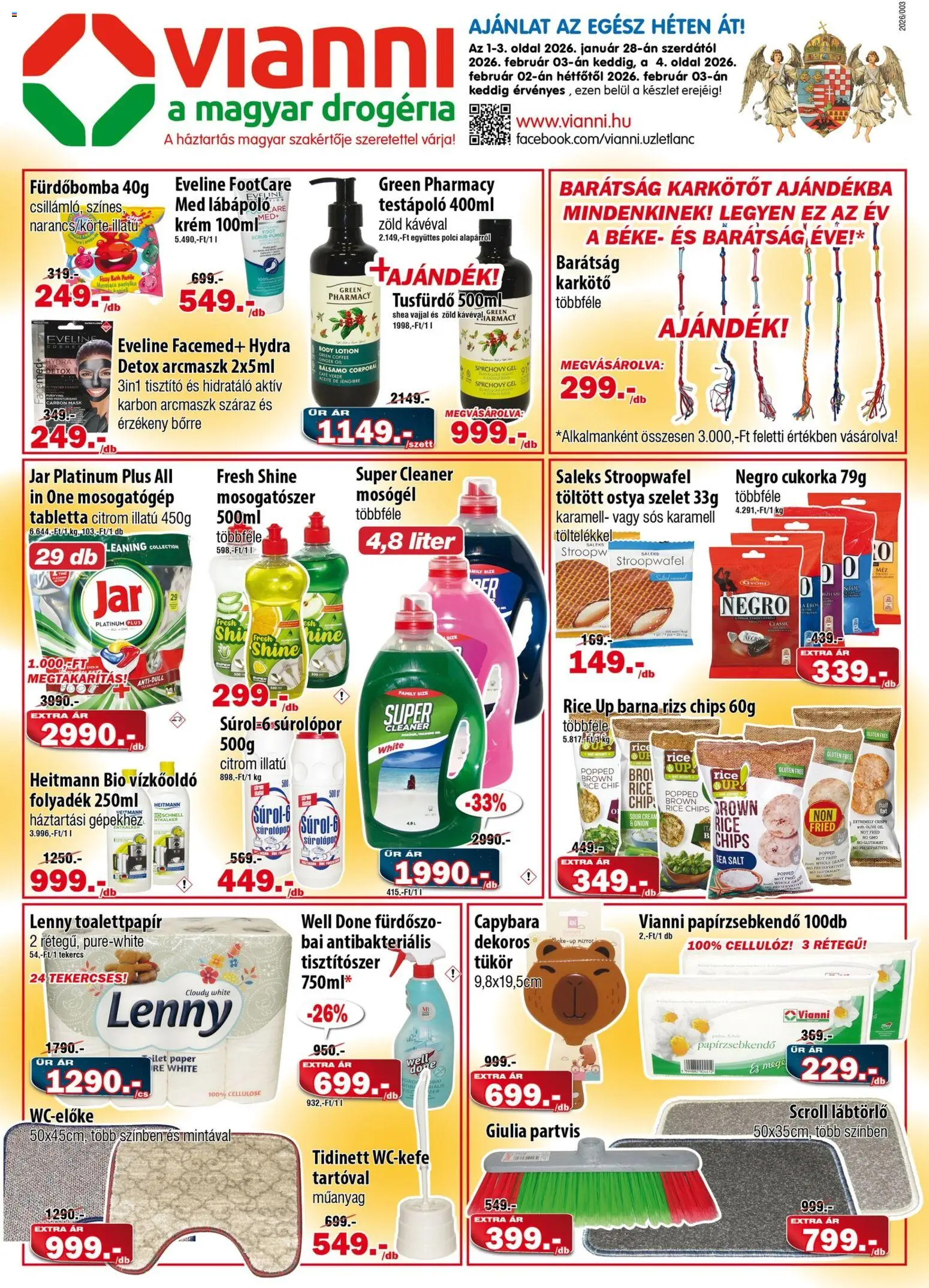 Vianni akciós ujság - amely érvényes a következő dátumtól: 28.01.2026 | Oldal: 1 | Termékek: Mosogatógép, Tükör, Tusfürdő, Citrom