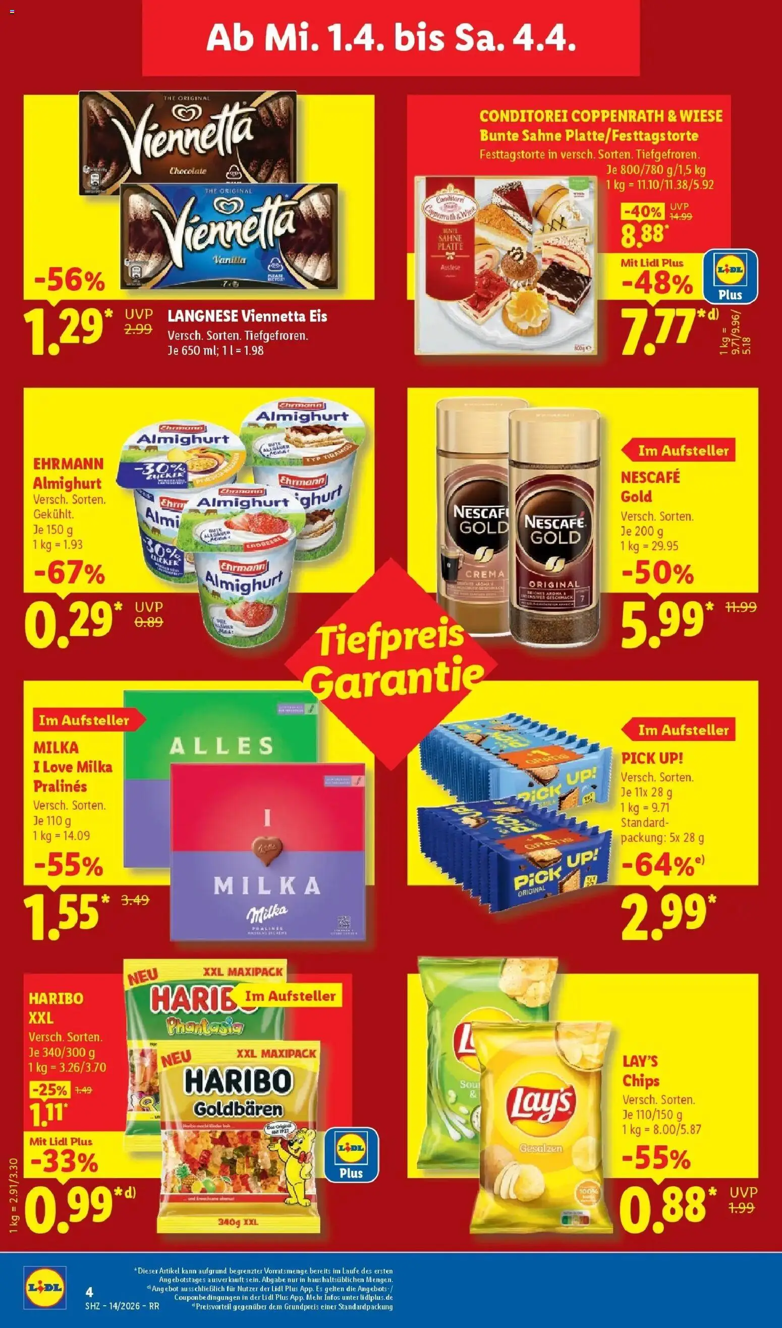 Lidl Prospekt Bergisch Gladbach – gültig ab 30.03.2026 | Seite: 4 | Produkte: Haribo, Milka, Zucker, Chips