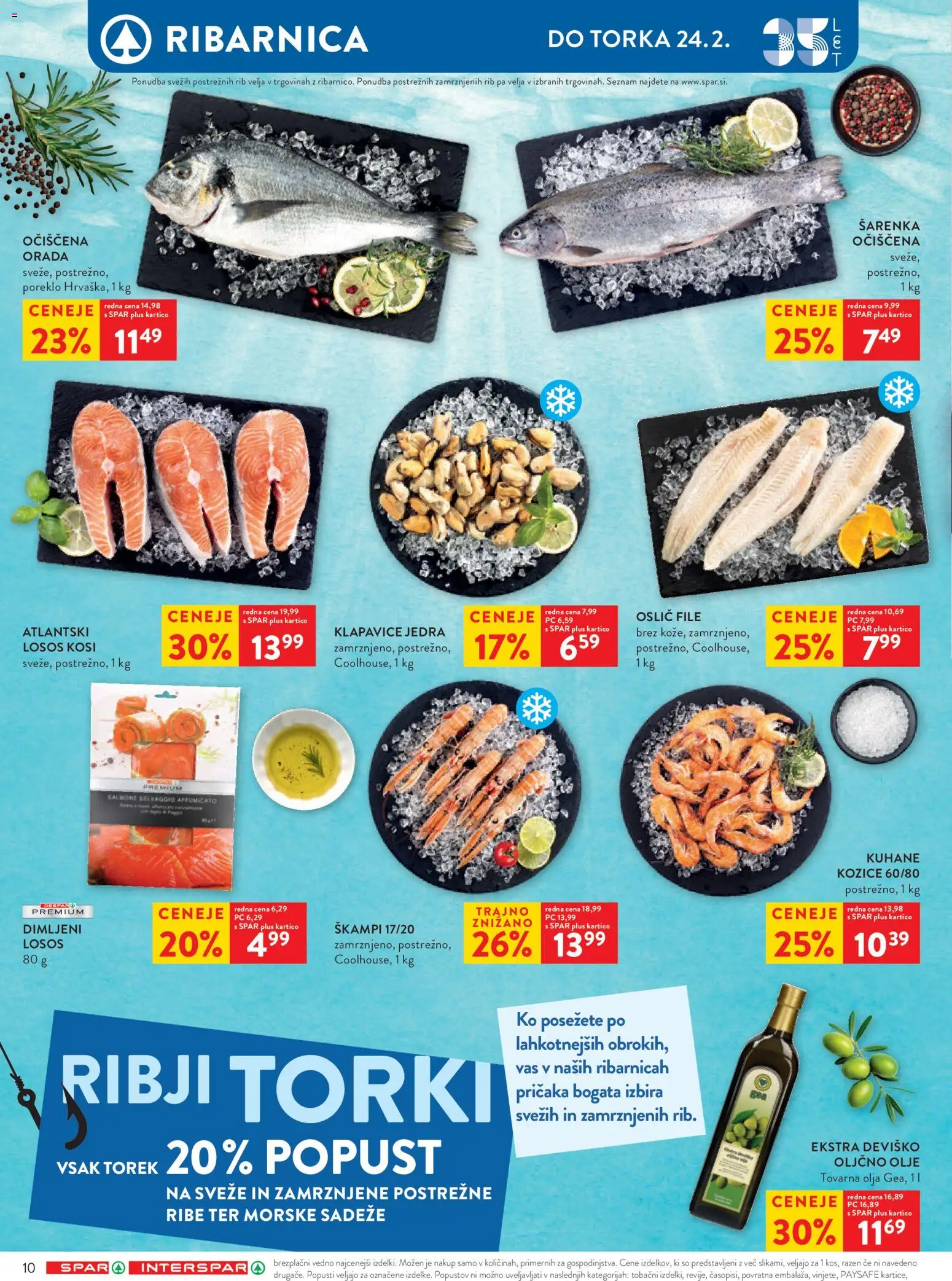Novi Spar katalog ponudbe – veljaven od 18.02.2026 | Stran: 12 | Izdelki: Oslič, Olje, Orada, Ribe
