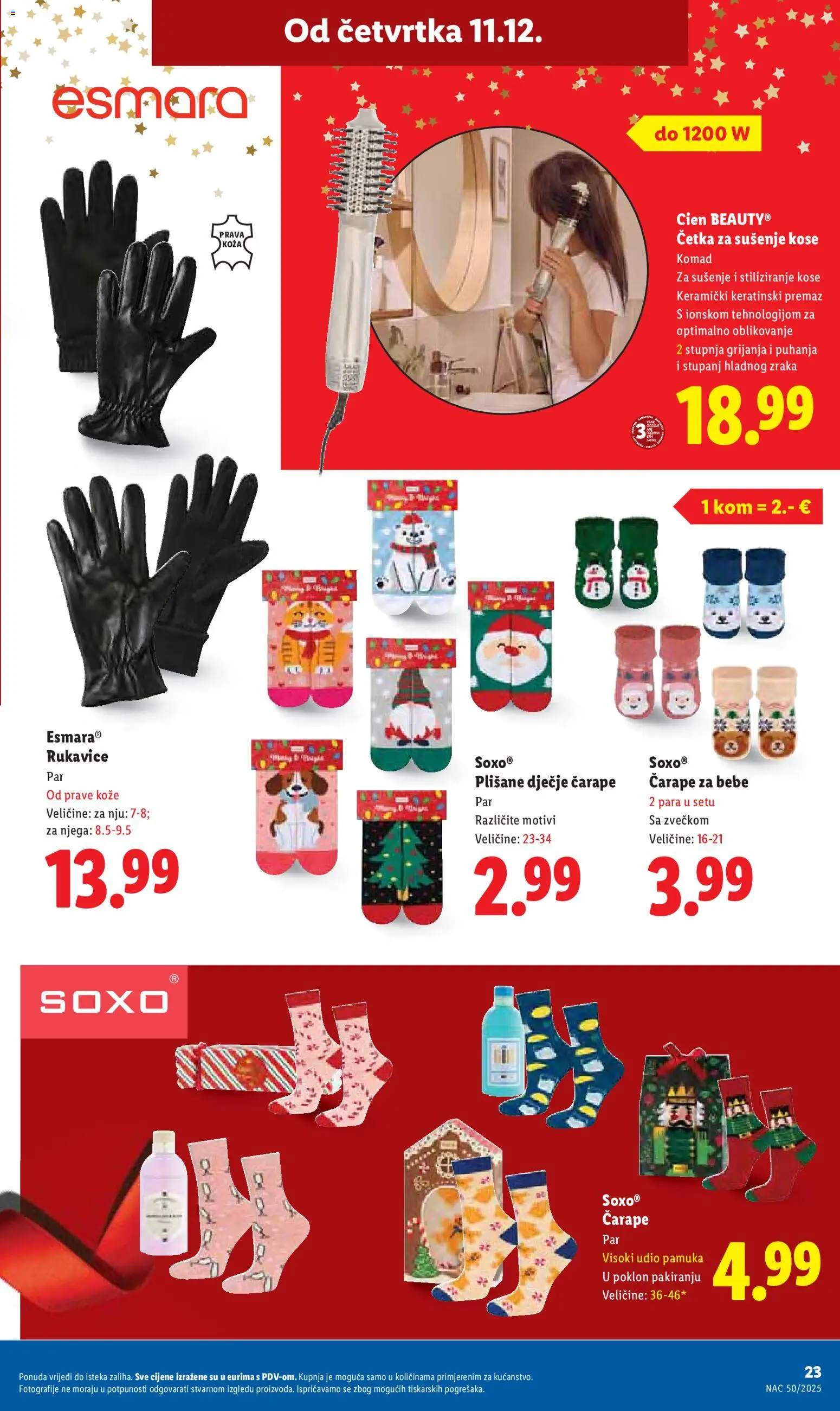 Lidl katalog | vrijedi od 11.12.2025 | Stranica: 23 | Proizvodi: Četka, Čarape, Rukavice