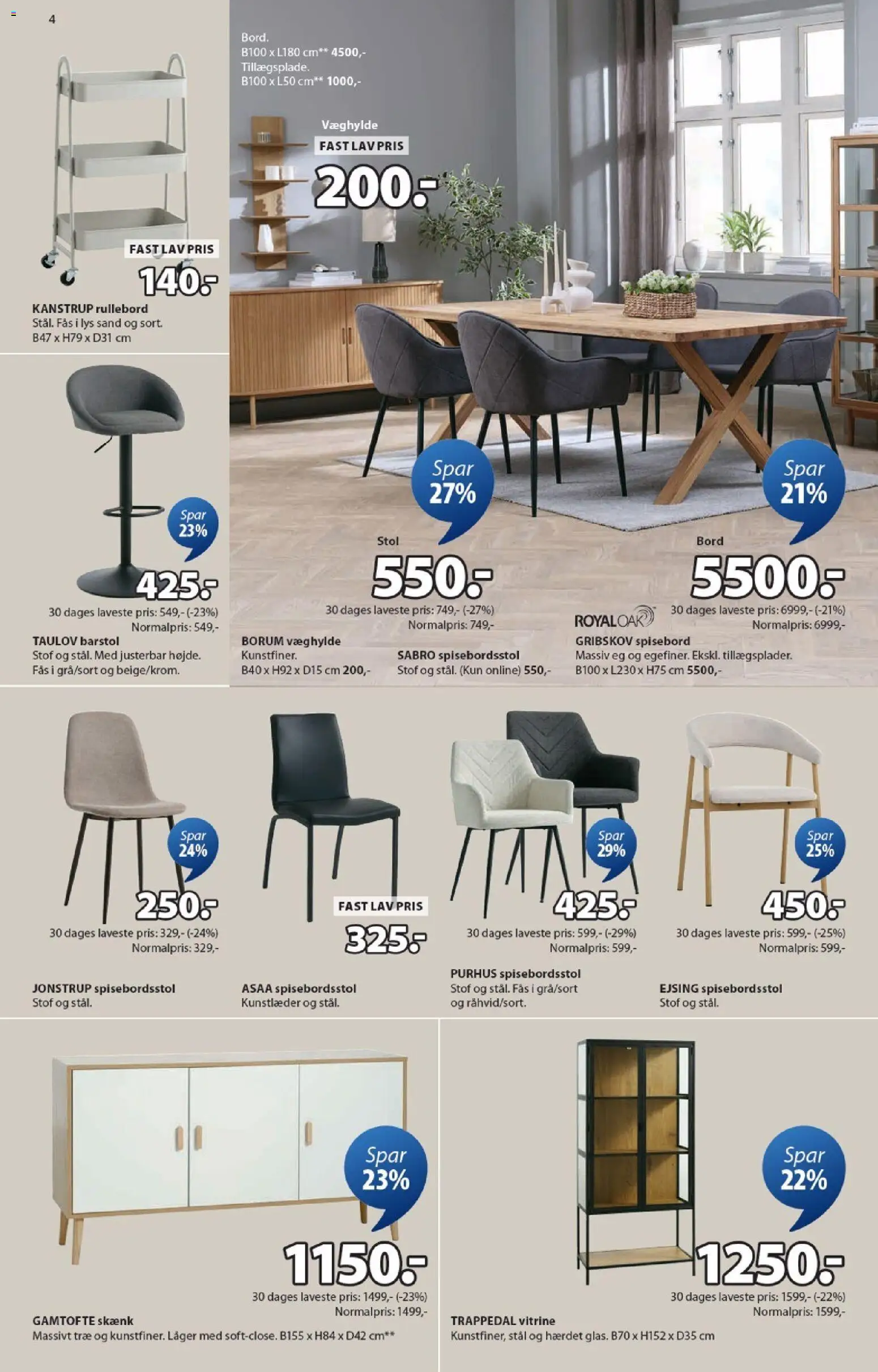 JYSK tilbudsavis – gyldig fra 13.02.2026 | Side: 4 | Produkter: Bord, Skænk, Stof, Vitrine