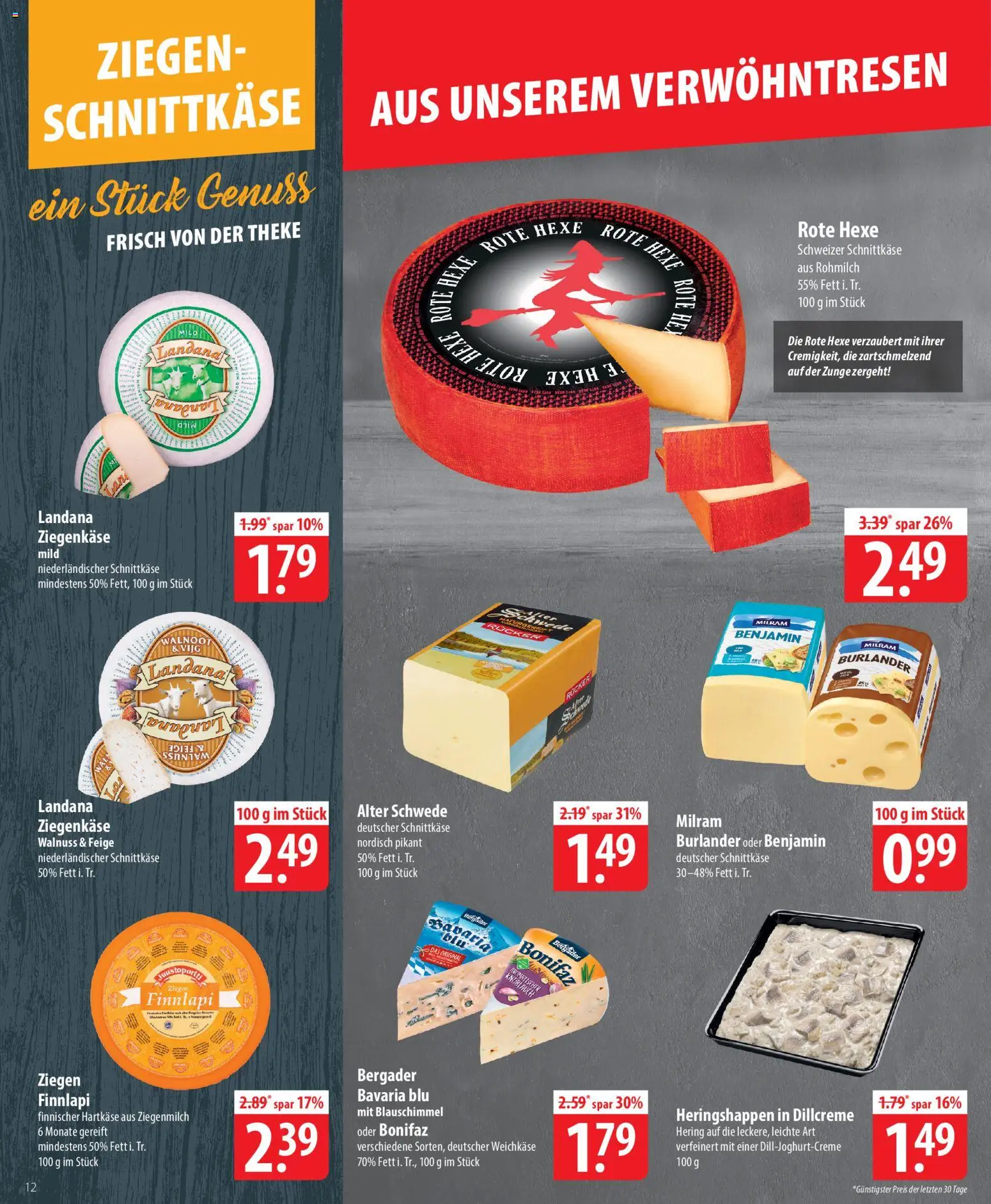 Famila Prospekt 	 – gültig ab 13.04.2026 | Seite: 12 | Produkte: Theke, Ziegenkäse, Milram, Knoblauch