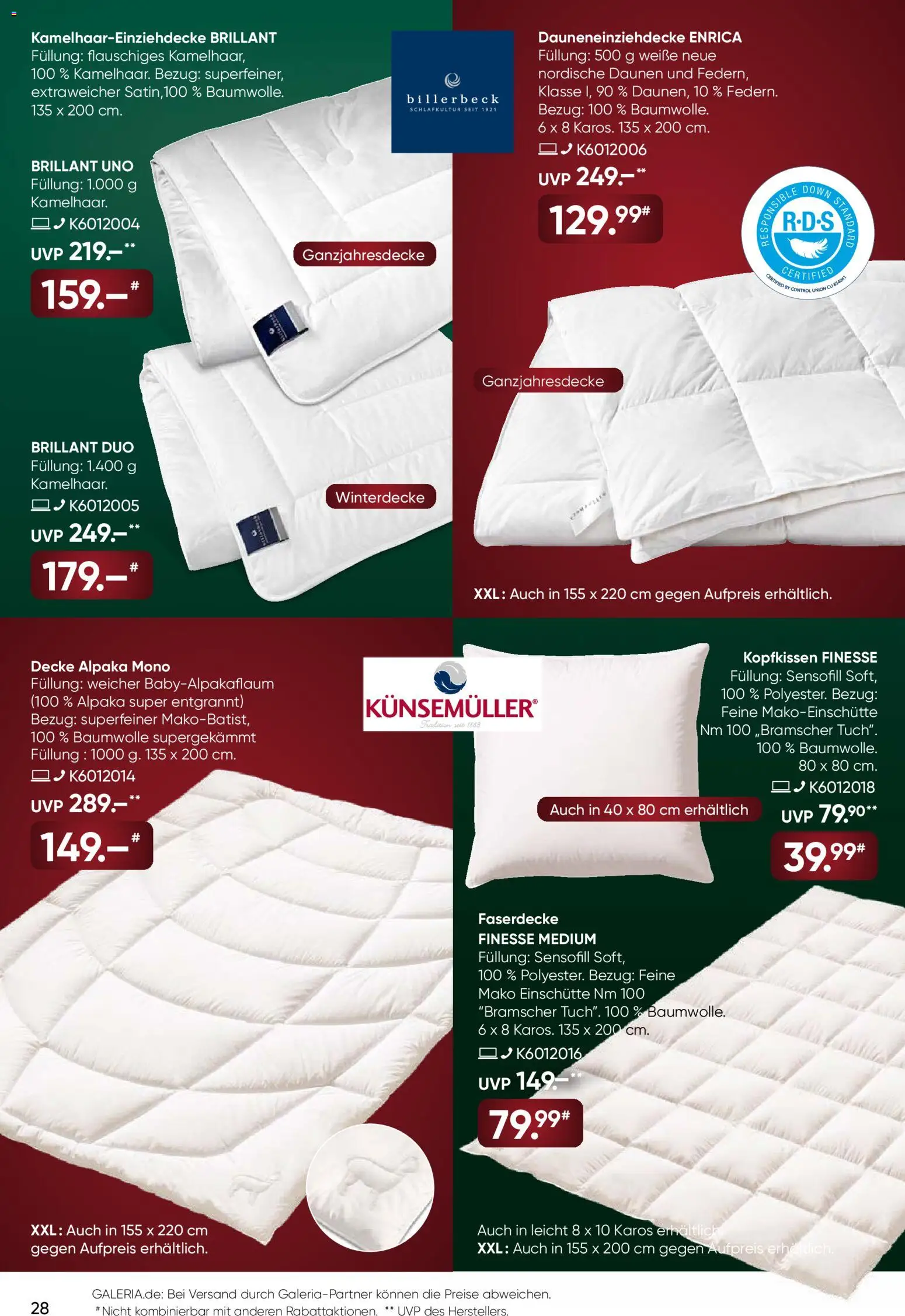 Galeria Karstadt Kaufhof Prospekt 	 – gültig ab 17.12.2025 | Seite: 28 | Produkte: Decke, Kopfkissen