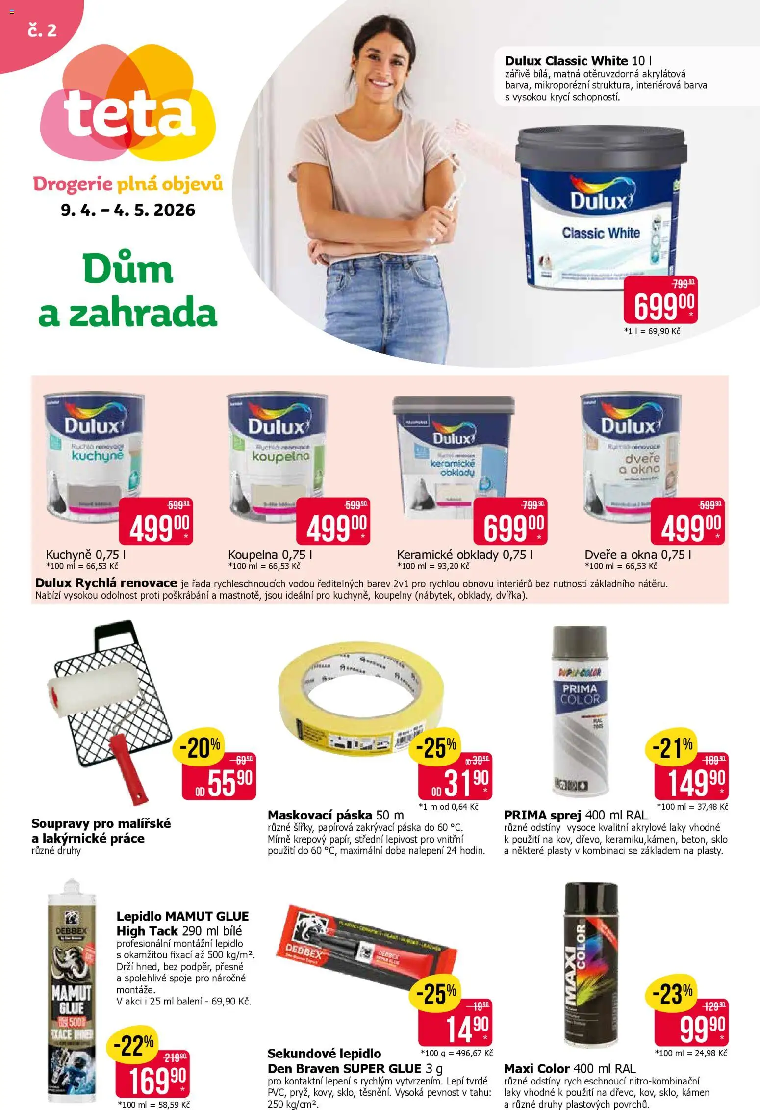 TETA Drogerie leták - Dům a zahrada od 09.04.2026 | Strana: 1 | Produkty: Zahrada, Drogerie, Koupelna, Kuchyně