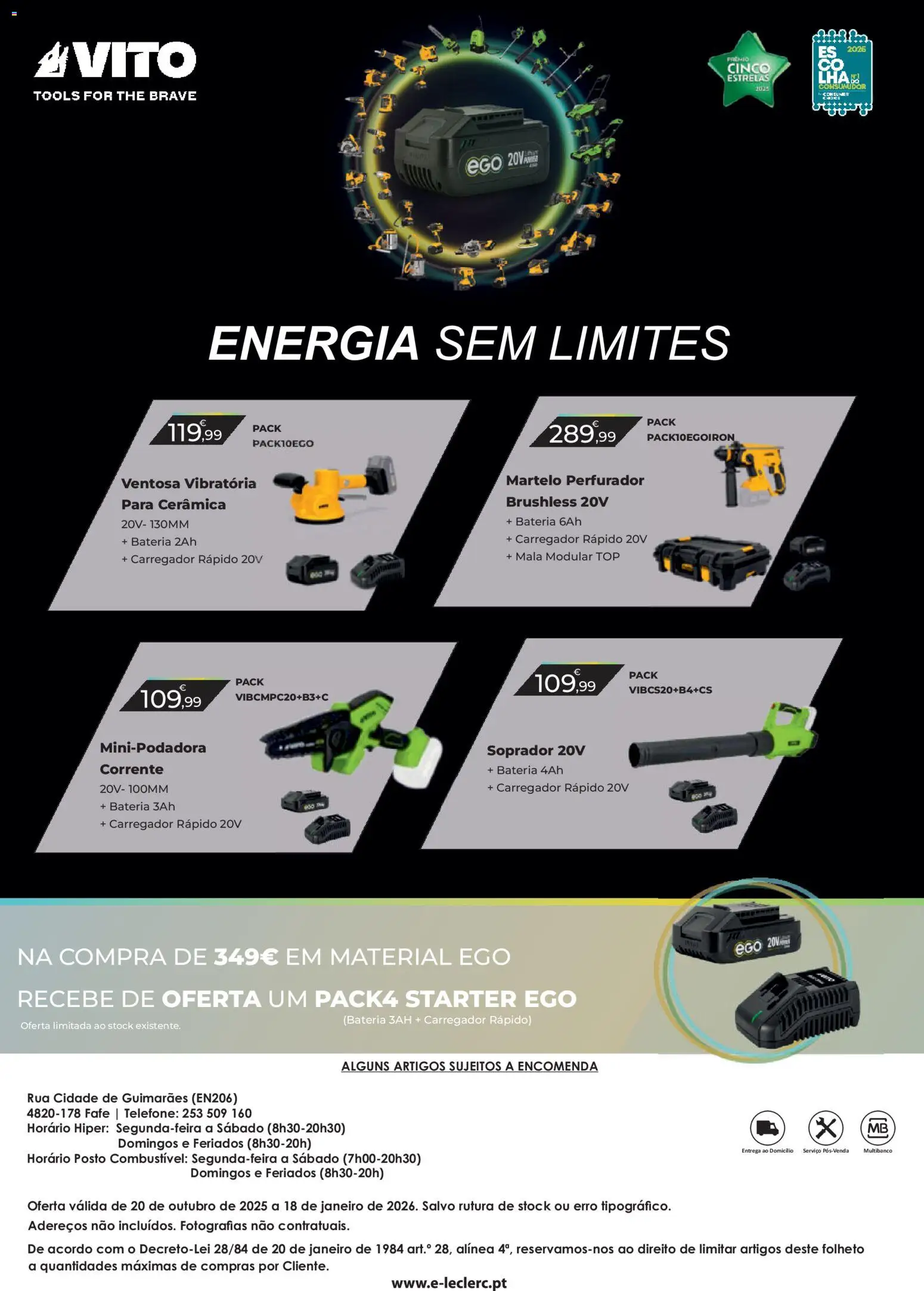 E.Leclerc Especial Aquecimento Fafe │ válido de 20.10.2025 | Página: 40 | Produtos: Telefone, Top, Bateria, Martelo