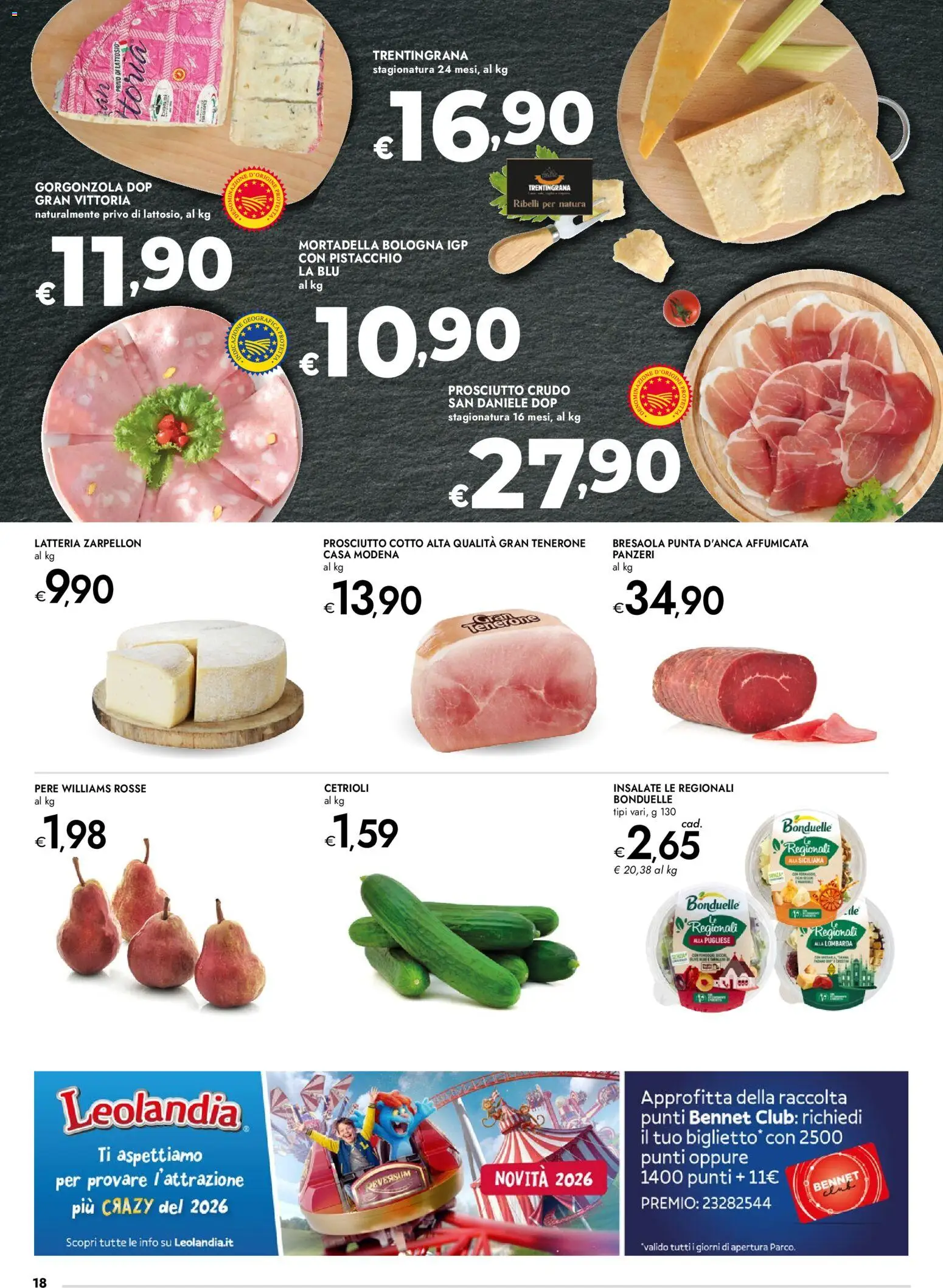 Volantino bennet del 23.04.2026 | Pagina: 18 | Prodotti: Prosciutto Crudo, Bresaola, Prosciutto, Gorgonzola