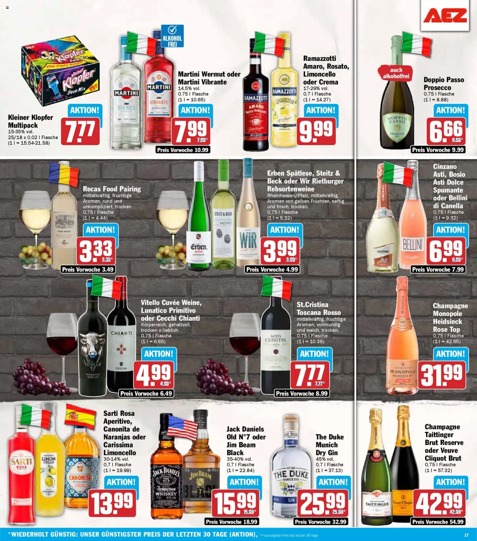 AEZ Prospekt 	 – gültig ab 29.12.2025 | Seite: 17 | Produkte: Doppio Passo, Gin, Whiskey, Ramazzotti