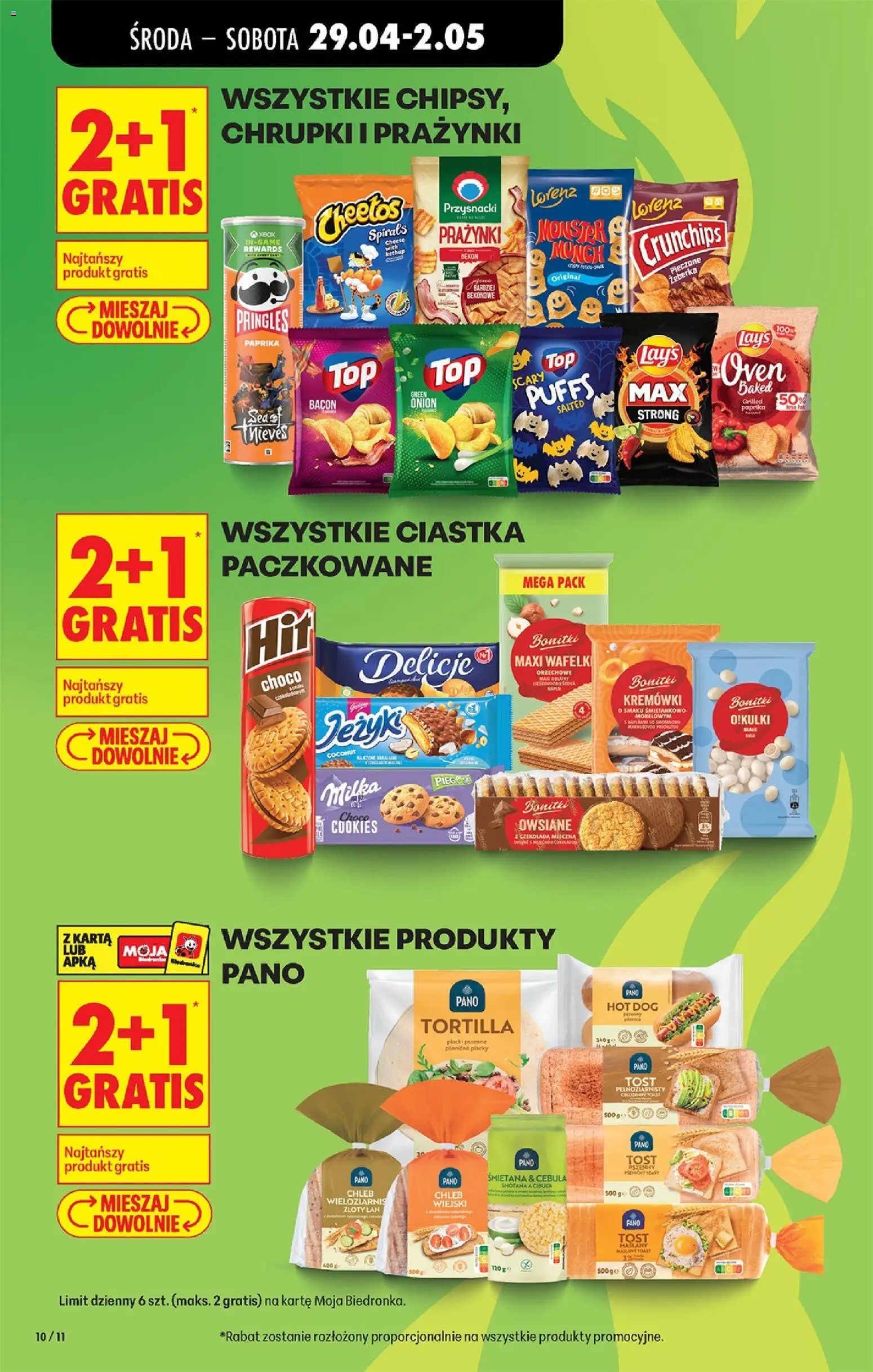 Biedronka gazetka od środy od 29.04.2026 | Strona: 10 | Produkty: Top, Bekon, Chleb, Ciastka