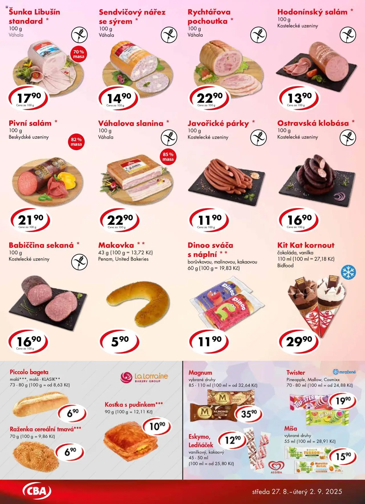CBA leták - Premium od 27.08.2025 | Strana: 3 | Produkty: Klobása, Uzeniny, Magnum, Slanina